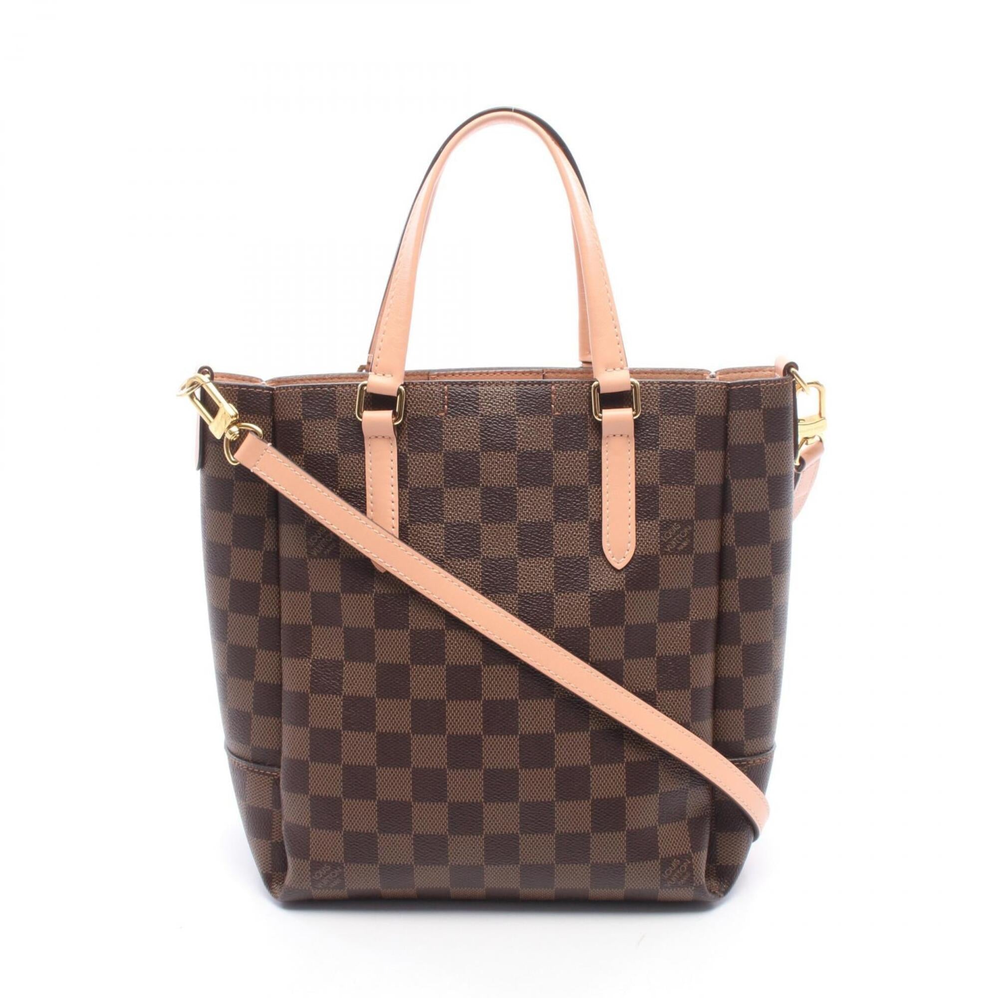 Louis Vuitton Brown Damier Canvas Pink Coated Canvas Leather Handbag Tote Bag (Pre-Owned)