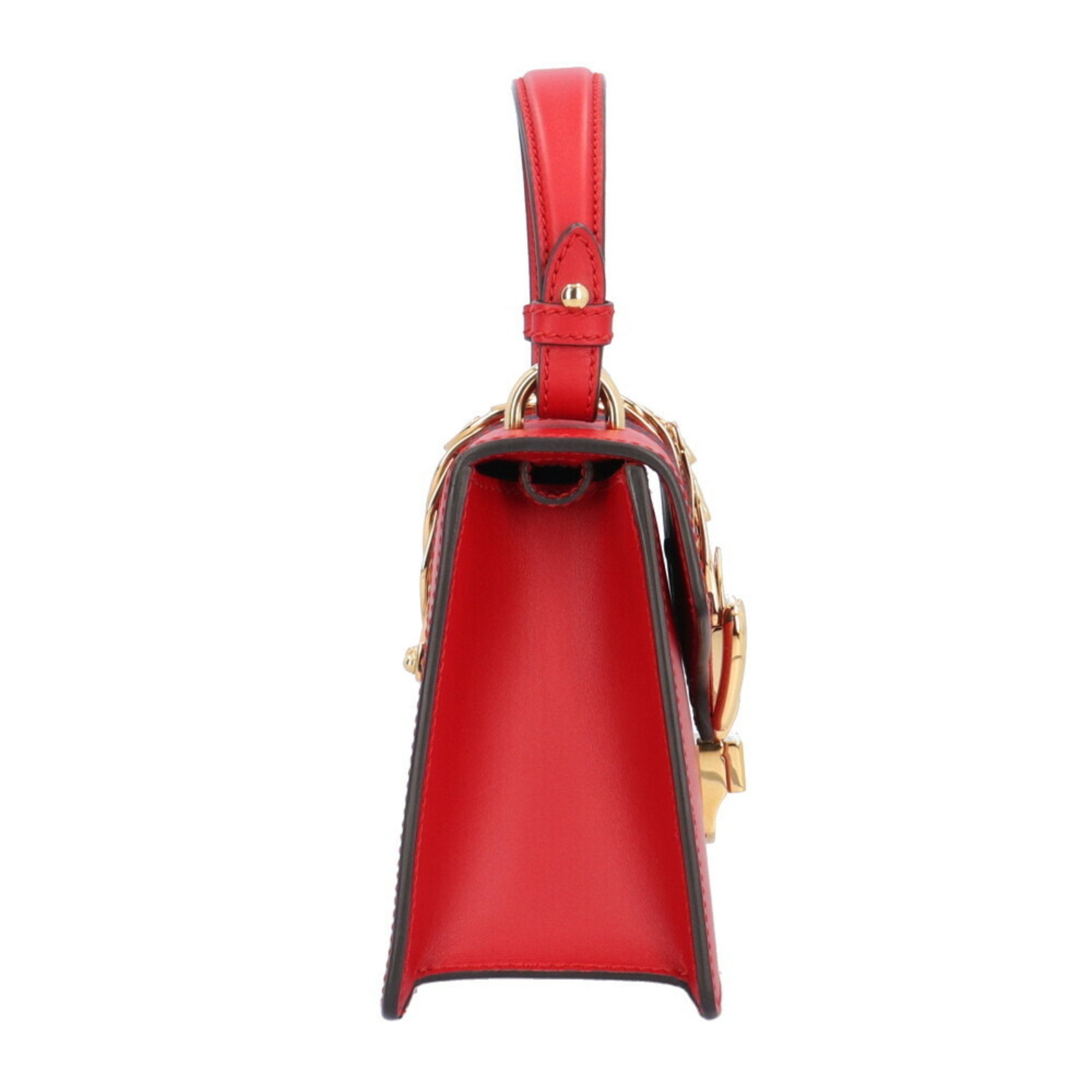 Gucci Red Color Leather Shoulder Bag (Pre-Owned)