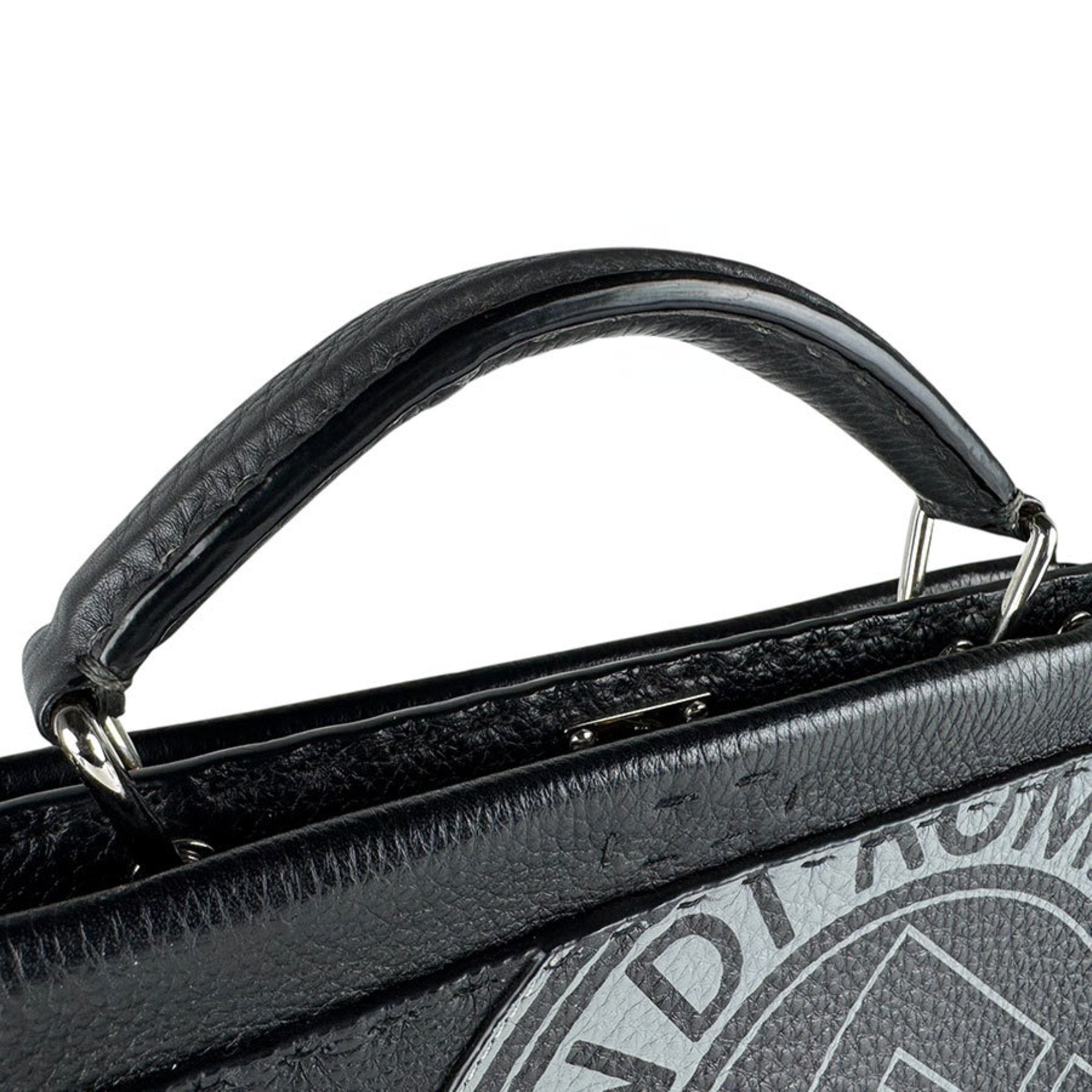 Fendi Black Gray Leather Handbag (Pre-Owned)