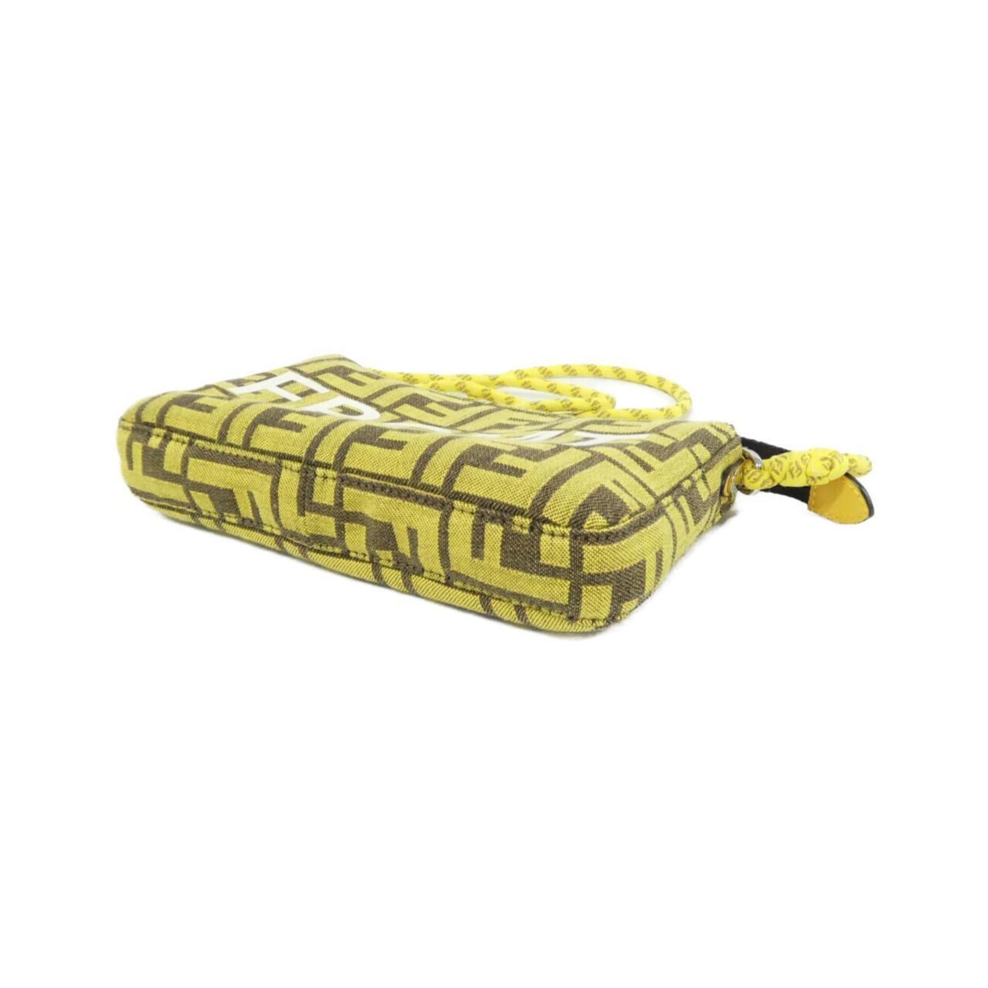 Fendi Yellow Canvas Handbag Pouch Shoulder Bag (Pre-Owned)