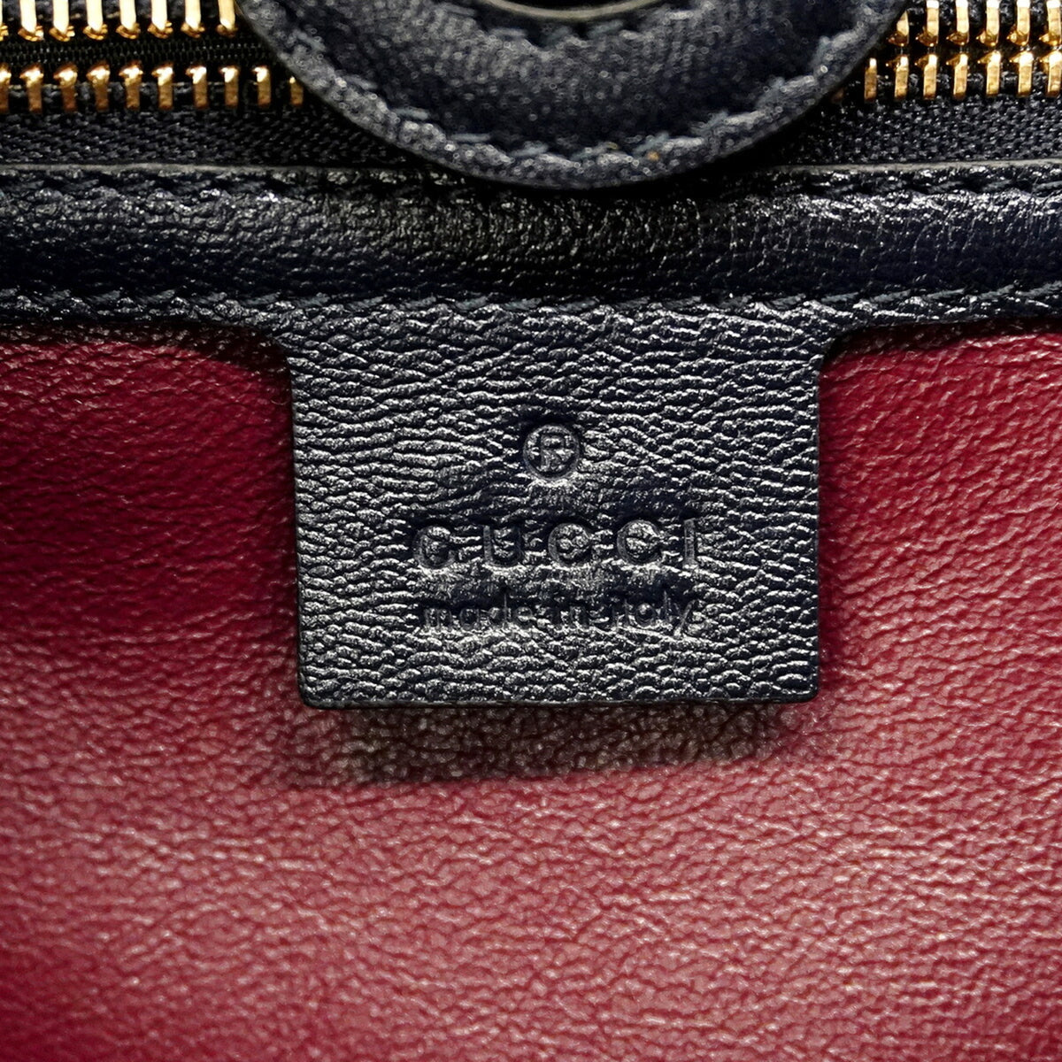 Gucci Beige Navy Canvas Leather Tote Bag (Pre-Owned)