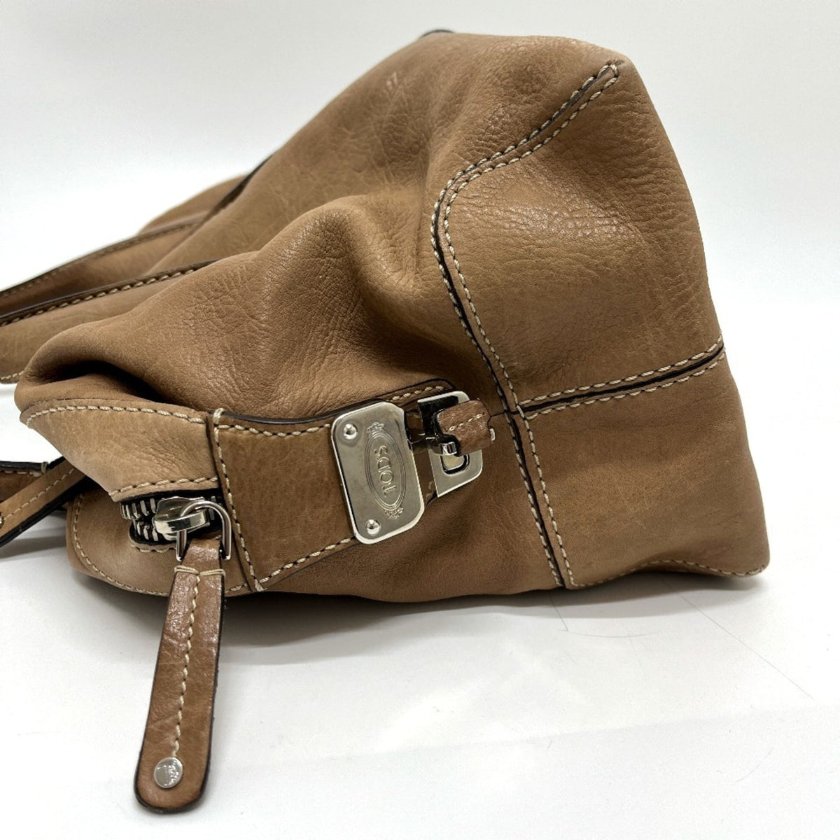 Tod's Brown Leather Boston Bag Handbag Shoulder Bag (Pre-Owned)