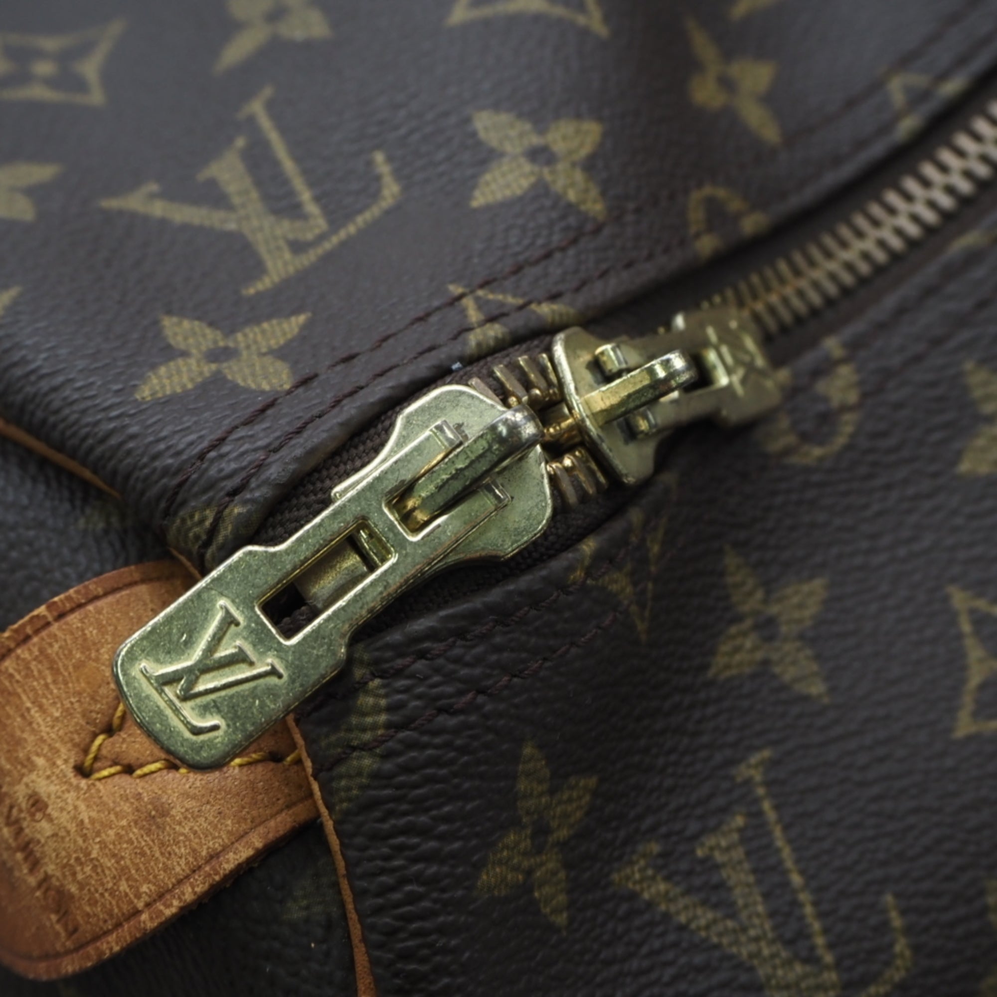 Louis Vuitton Monogram Beige Brown Coated Canvas Leather Boston Bag (Pre-Owned)
