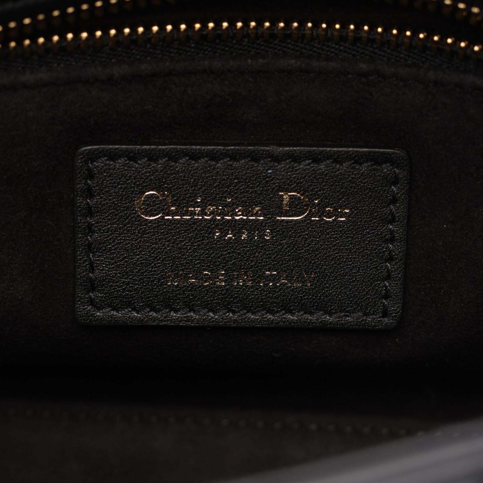 Christian Dior Lady Dior Black Multi-Color Leather Handbag (Pre-Owned)