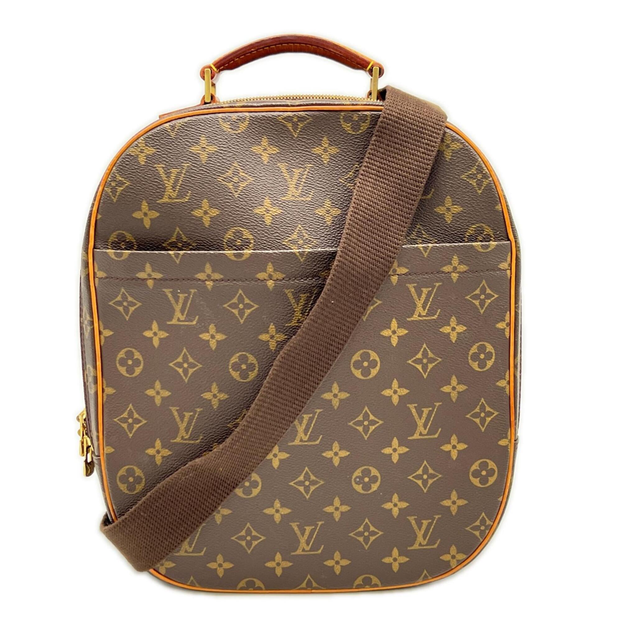 Louis Vuitton Beige Brown Coated Canvas Leather Shoulder Bag (Pre-Owned)