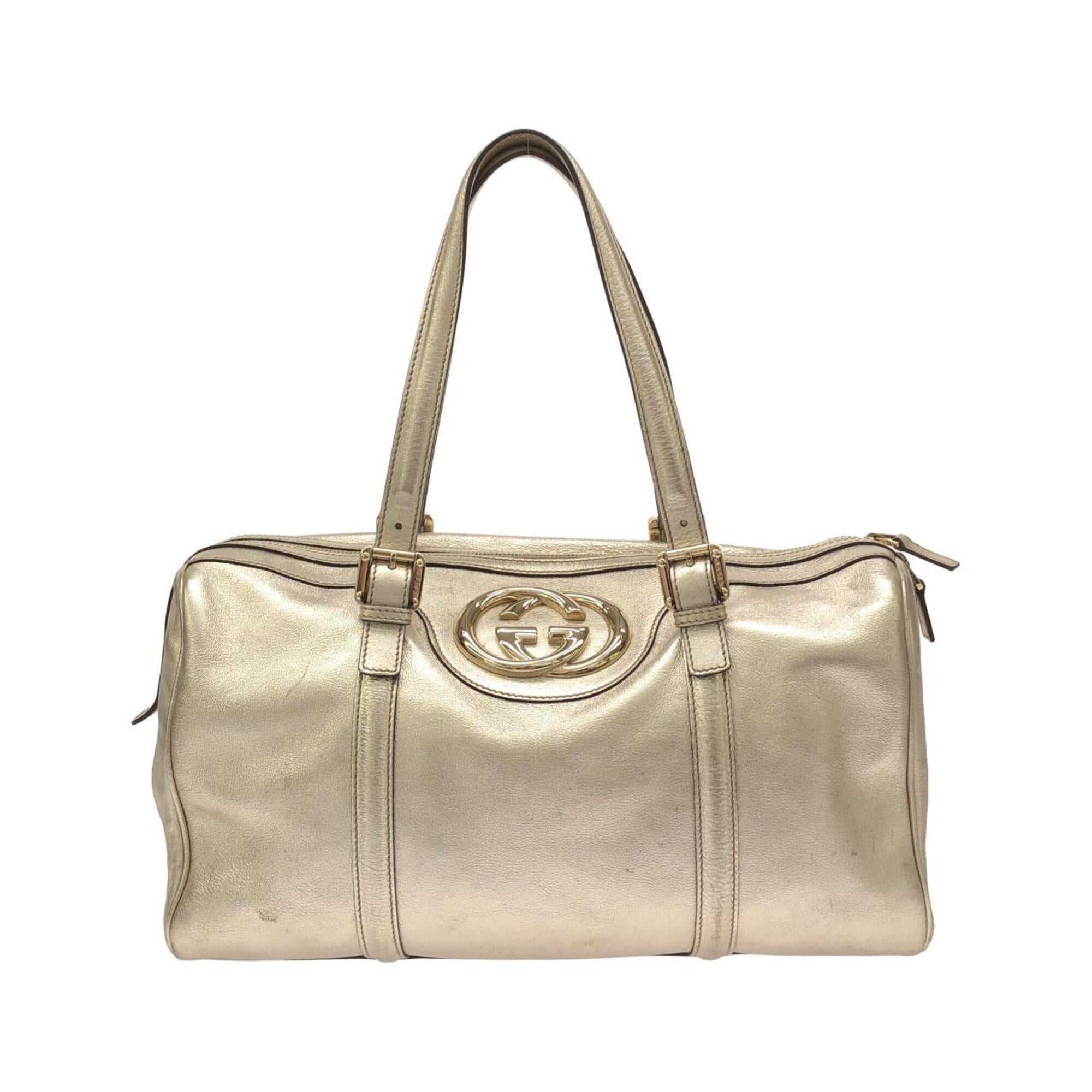 Gucci Metallic Gold Leather Boston Bag (Pre-Owned)
