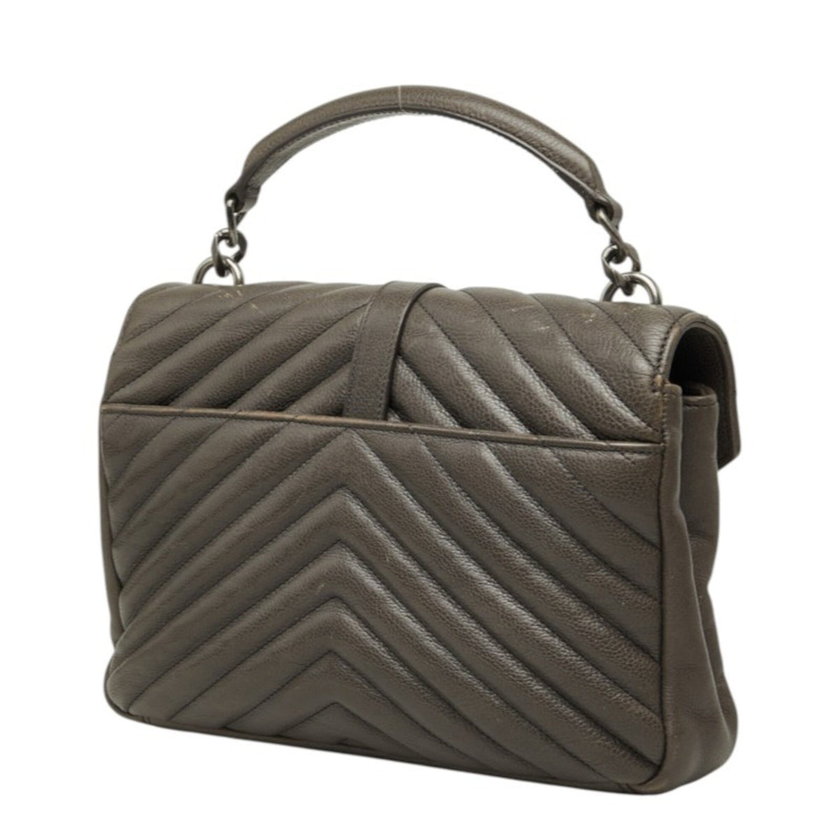 Saint Laurent Brown Gray Leather Handbag Shoulder Bag (Pre-Owned)