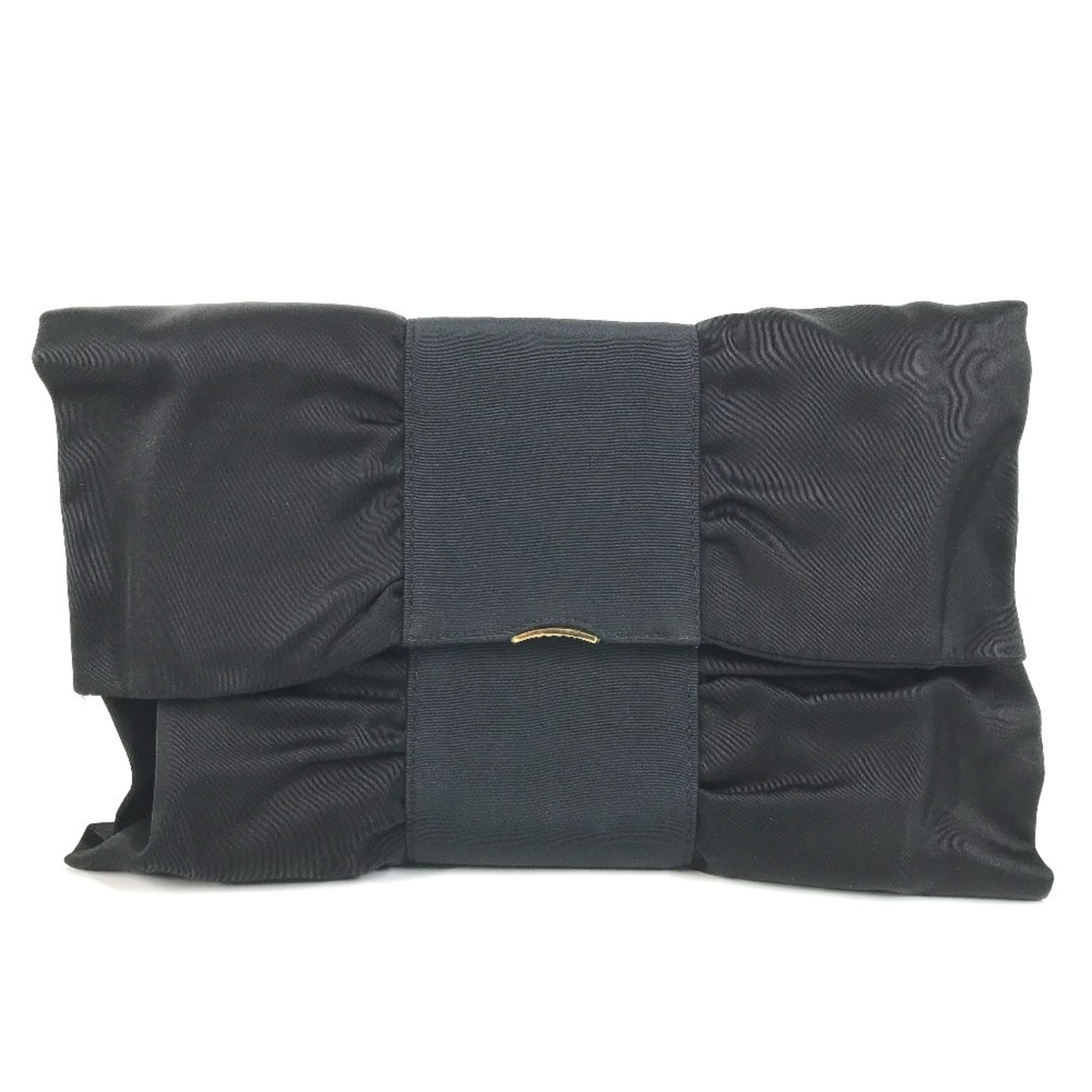 Gucci Black Satin Clutch Bag Handbag (Pre-Owned)