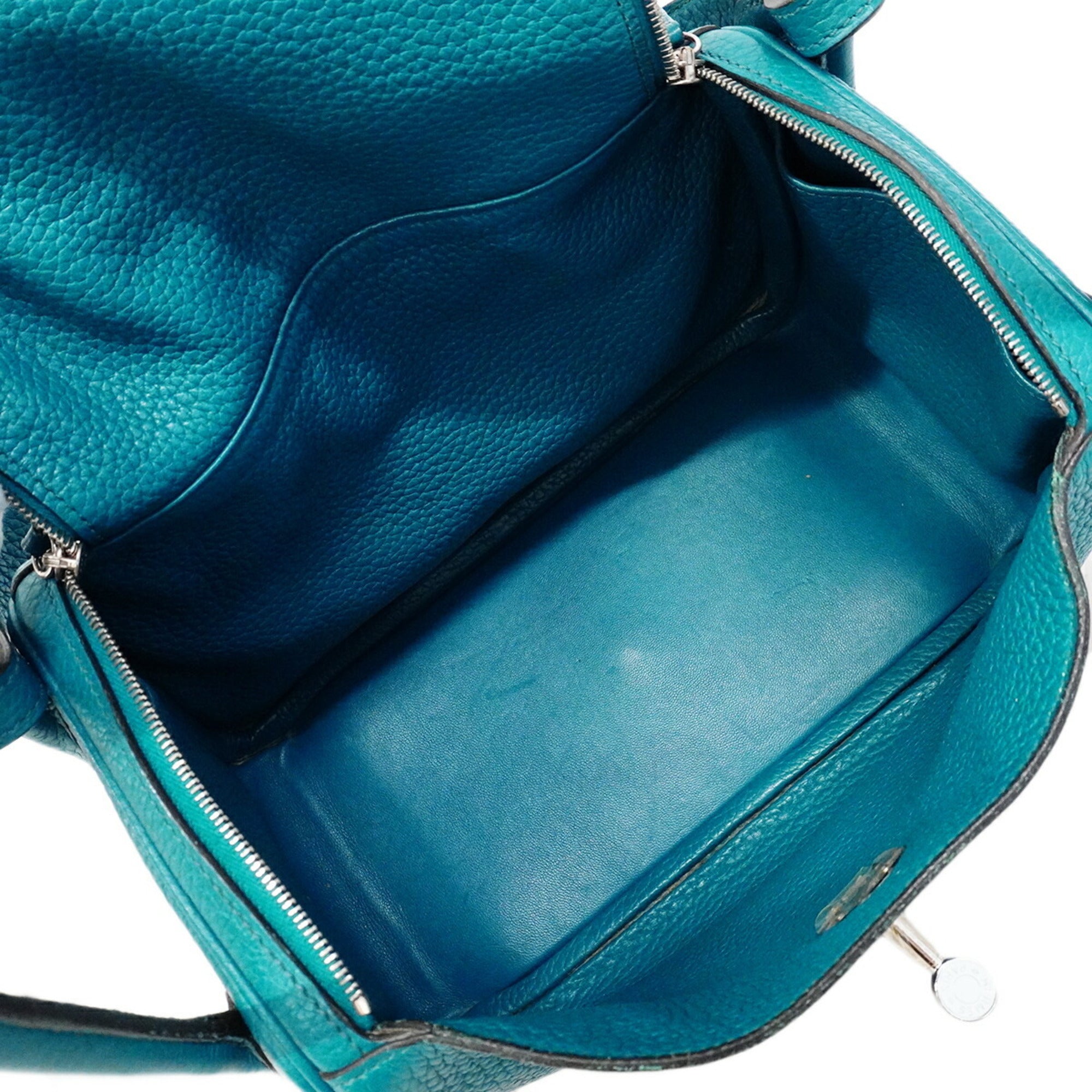 Hermes Turquoise Taurillon Clemence Leather Handbag (Pre-Owned)