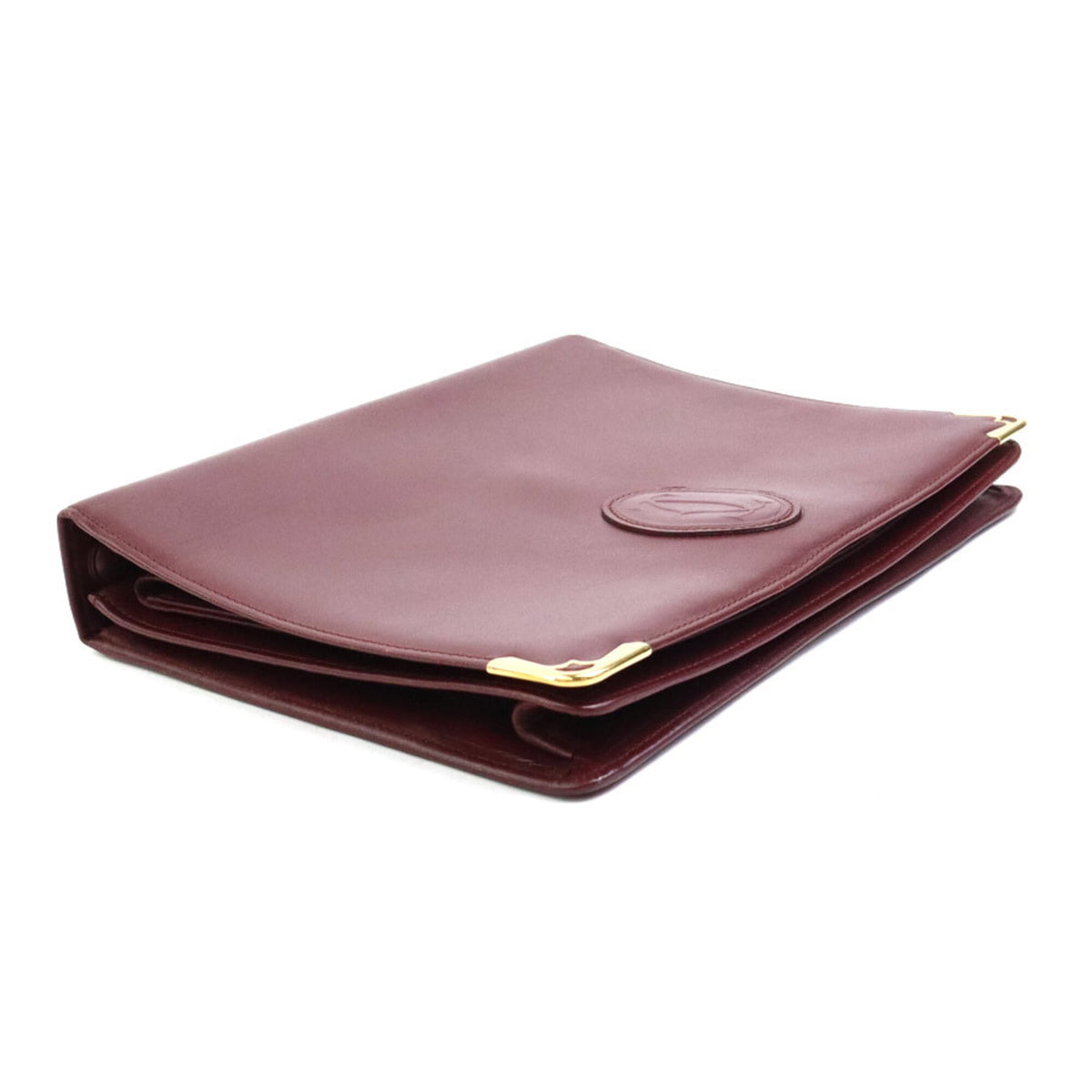 Cartier Burgundy Leather Clutch Bag (Pre-Owned)