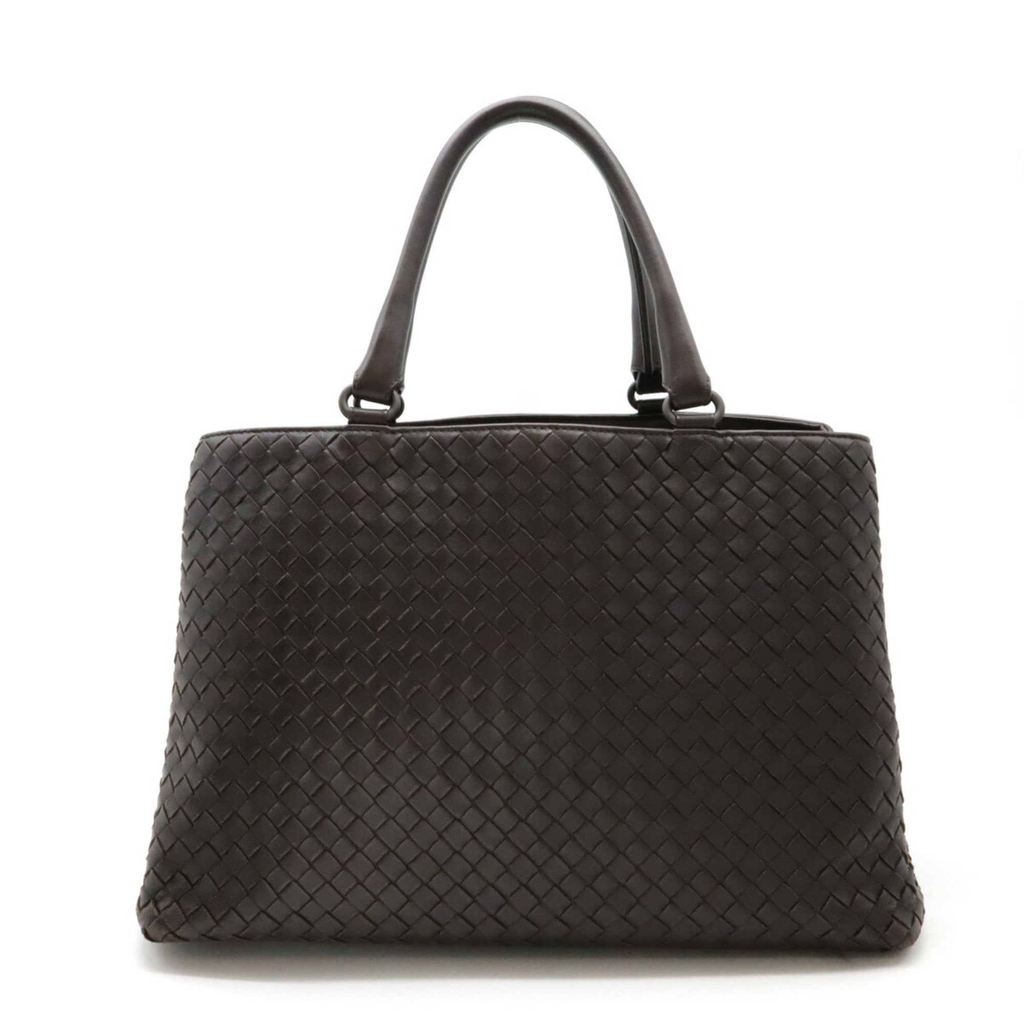 Bottega Veneta Intrecciato Dark Brown Leather Handbag Tote Bag (Pre-Owned)