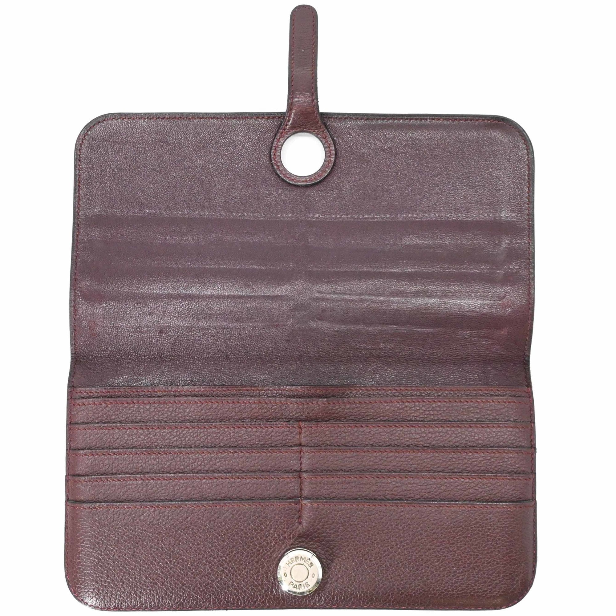 Hermes Dogon Brown Taurillon Clemence Leather Long Wallet (Bi-Fold) (Pre-Owned)