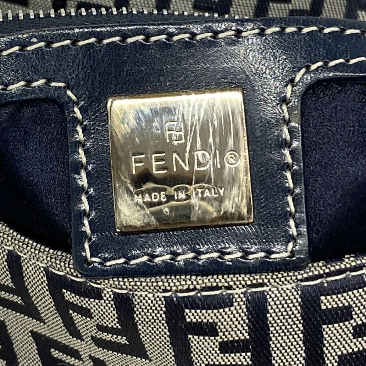 Fendi Navy Nylon Canvas Handbag (Pre-Owned)