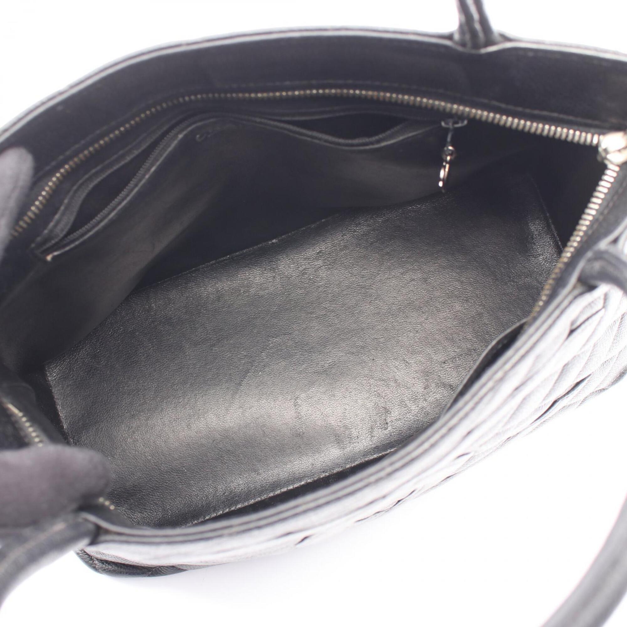 Chanel Black Grained Calfskin Handbag Tote Bag (Pre-Owned)