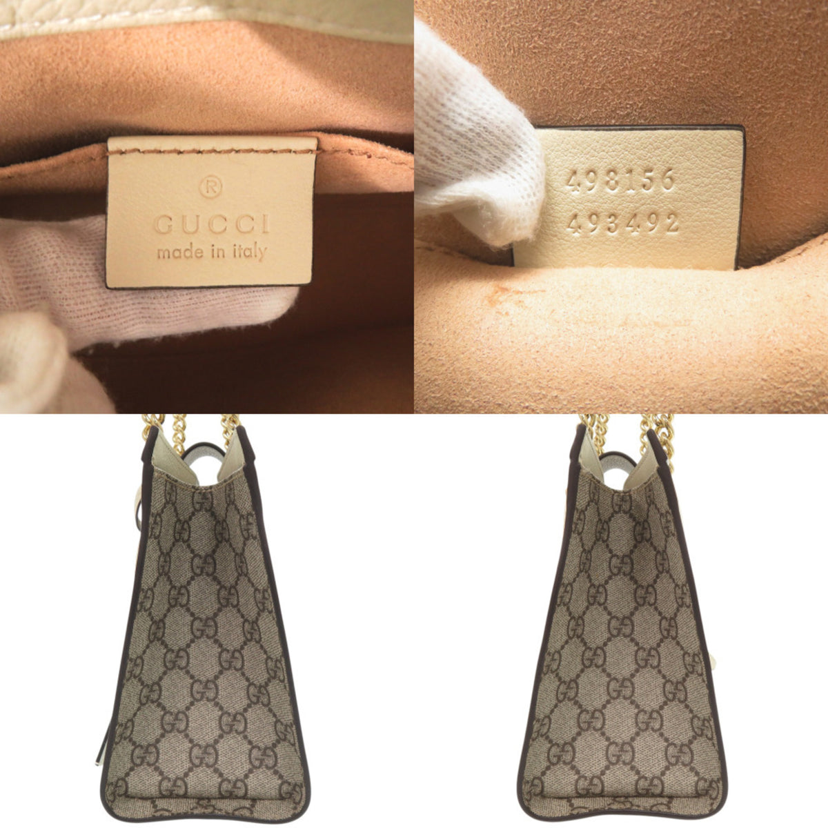 Gucci Beige White Gg Supreme Leather Tote Bag (Pre-Owned)