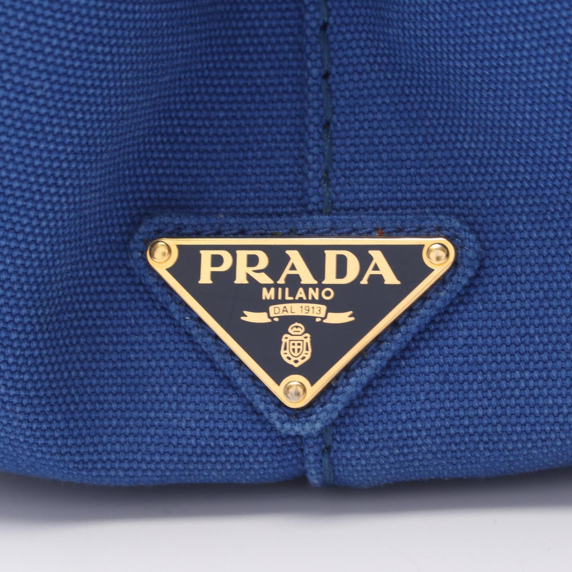 Prada Blue Canvas Handbag Tote Bag (Pre-Owned)