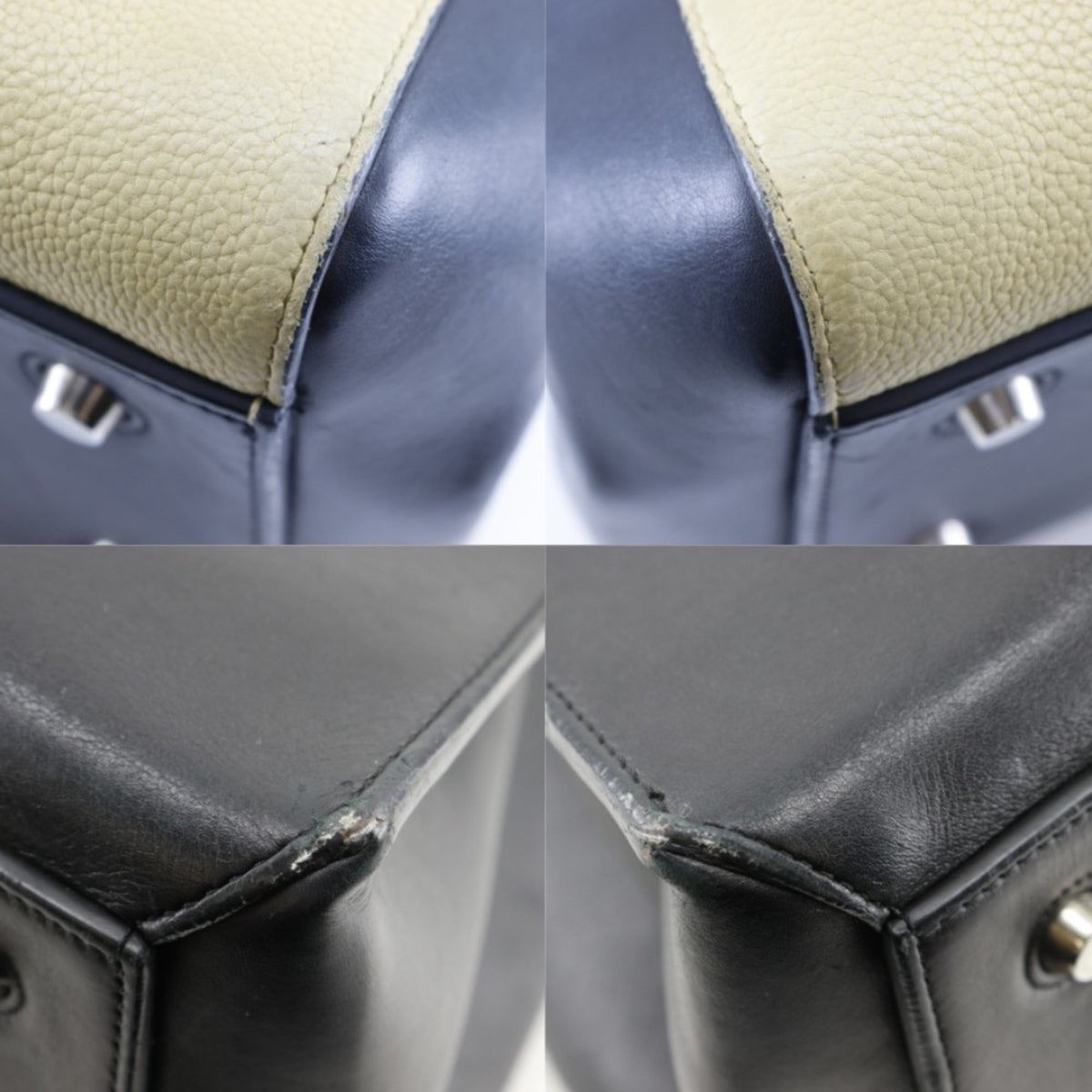 Celine Beige Black Leather Handbag Shoulder Bag (Pre-Owned)