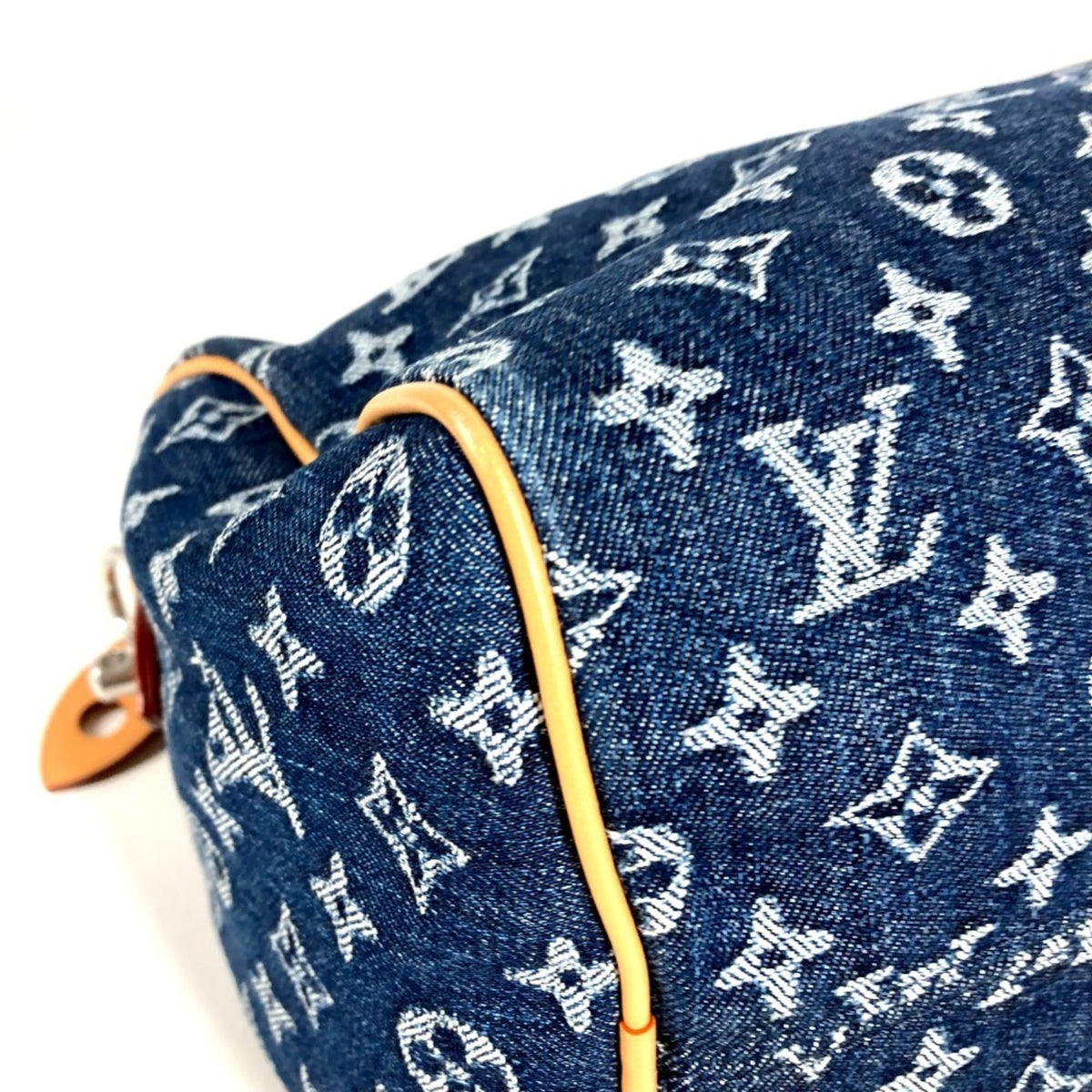 Louis Vuitton Blue Monogram Denim Boston Bag Handbag Tote Bag (Pre-Owned)