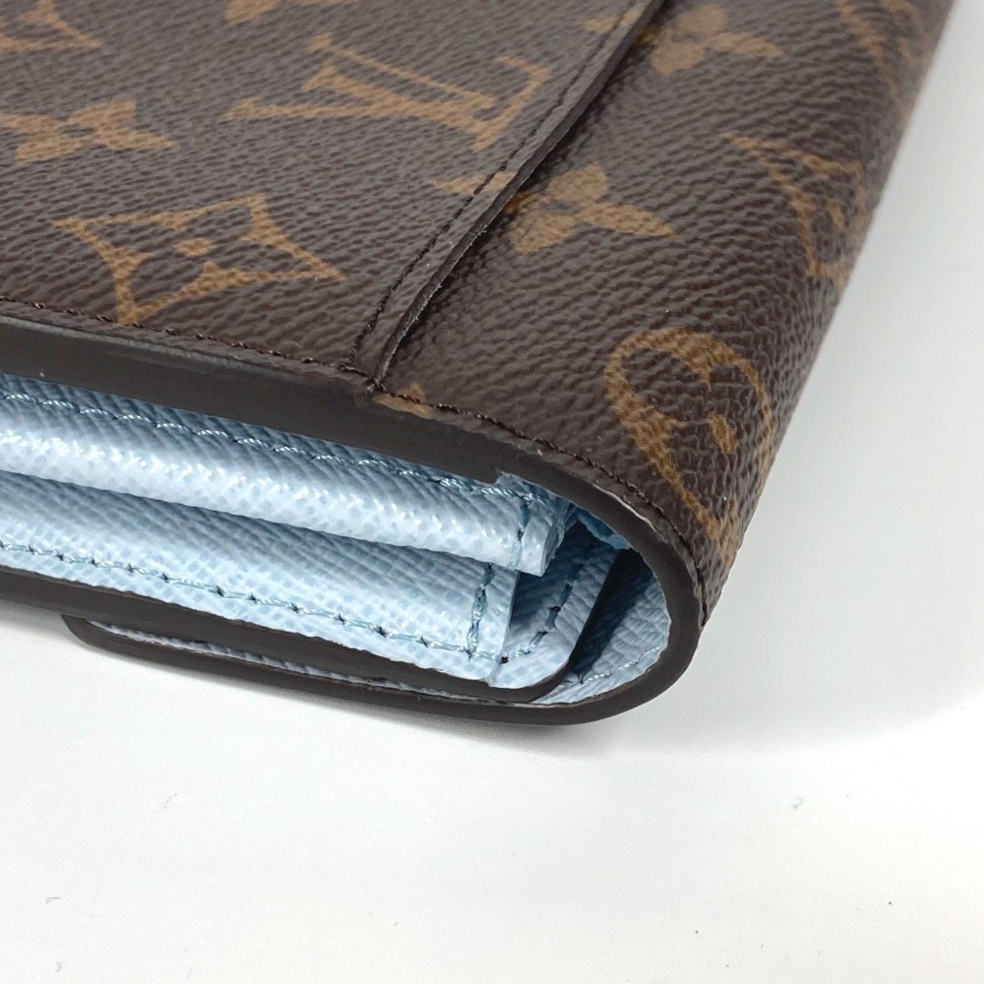 Louis Vuitton Blue Brown Monogram Long Wallet (Bi-Fold) (Pre-Owned)