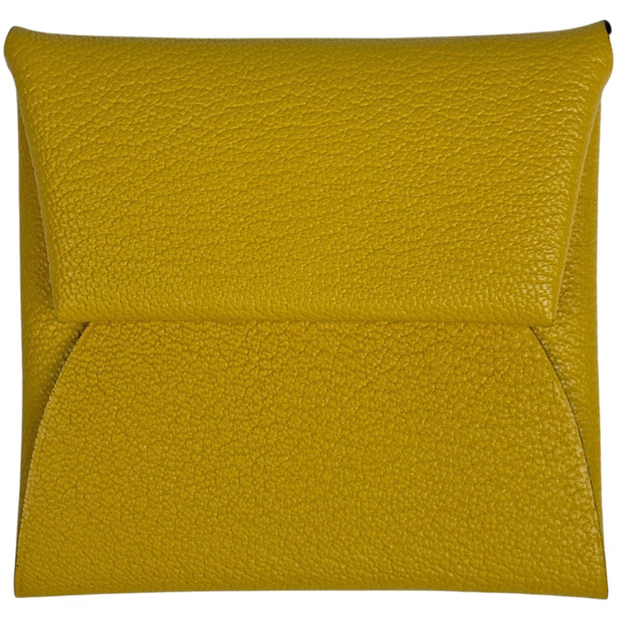 Hermes Bastia Yellow Leather Coin Purse/Coin Case (Pre-Owned)
