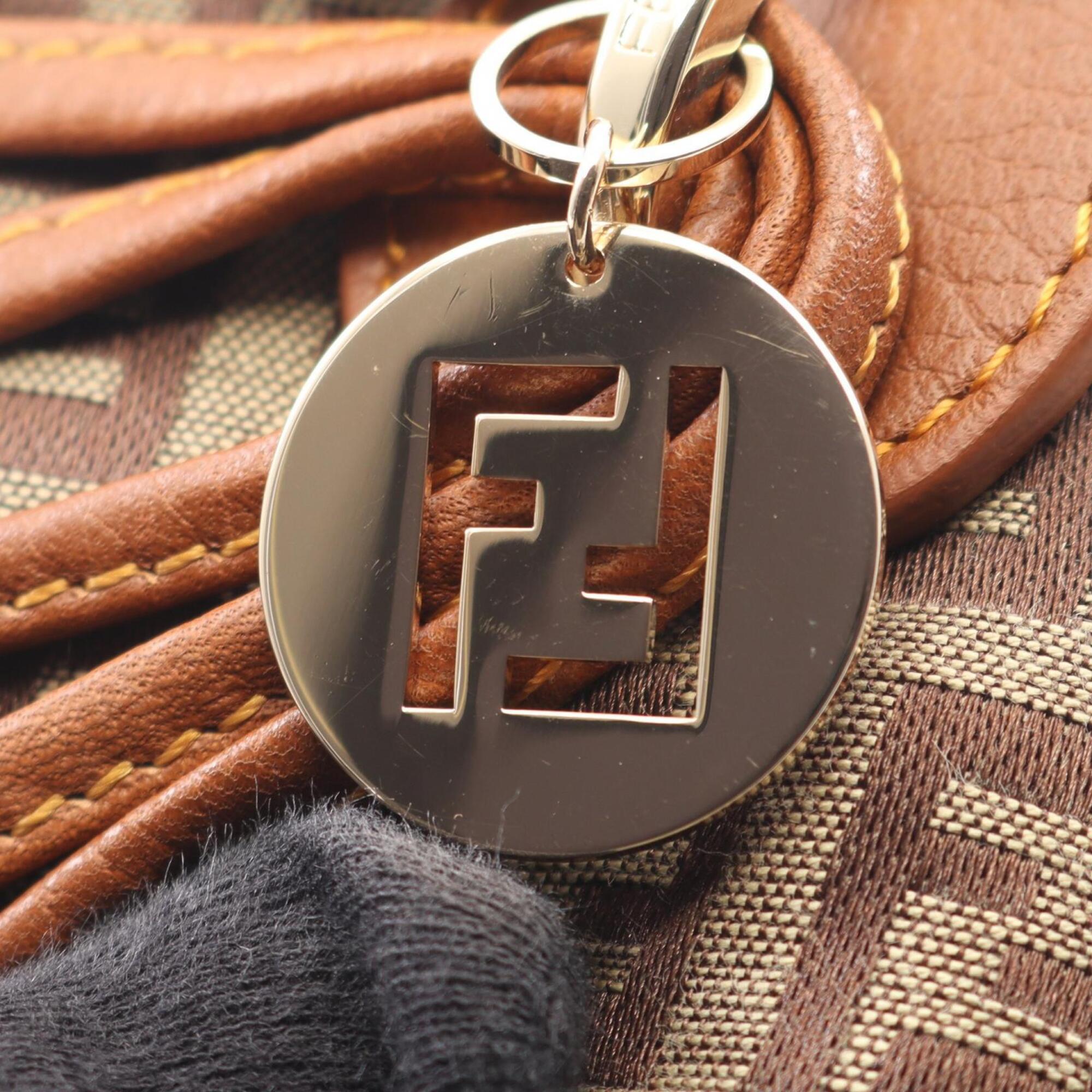 Fendi Beige Brown Canvas Handbag Tote Bag (Pre-Owned)