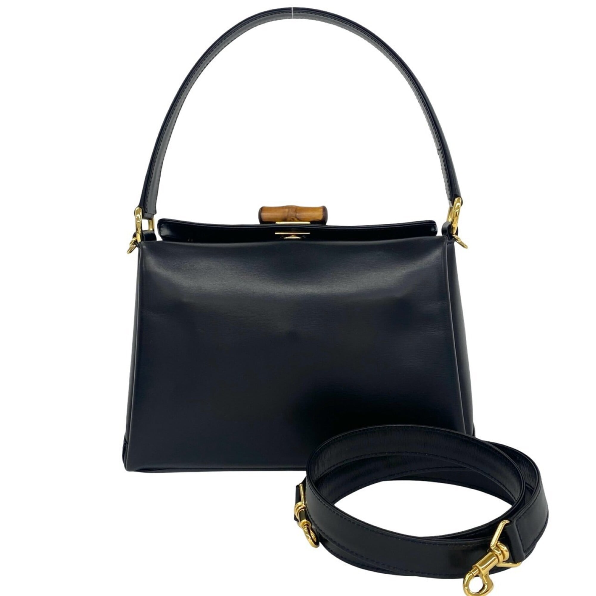Gucci Black Leather Handbag Shoulder Bag (Pre-Owned)