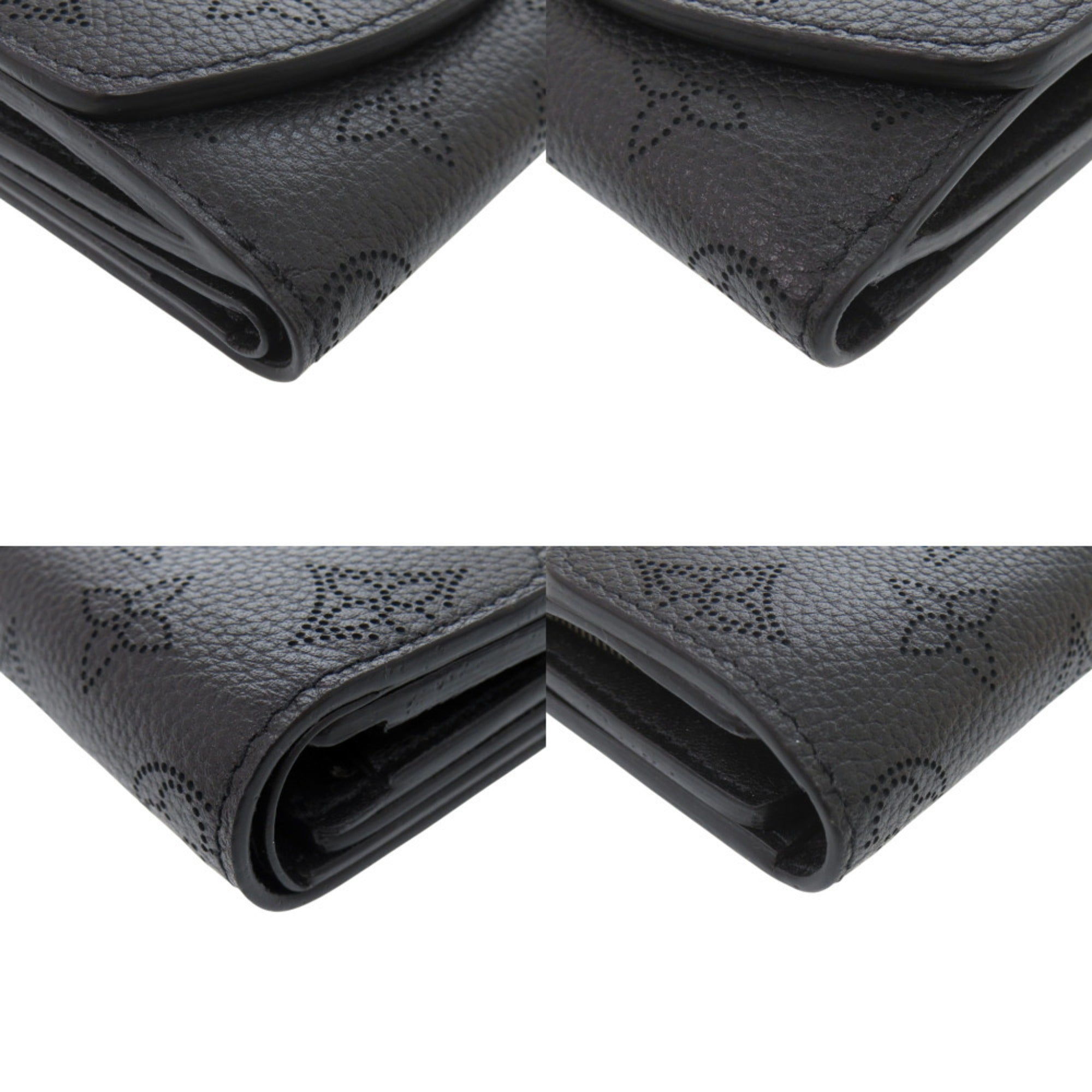 Louis Vuitton Black Noir Mahina Leather Wallet (Tri-Fold) (Pre-Owned)