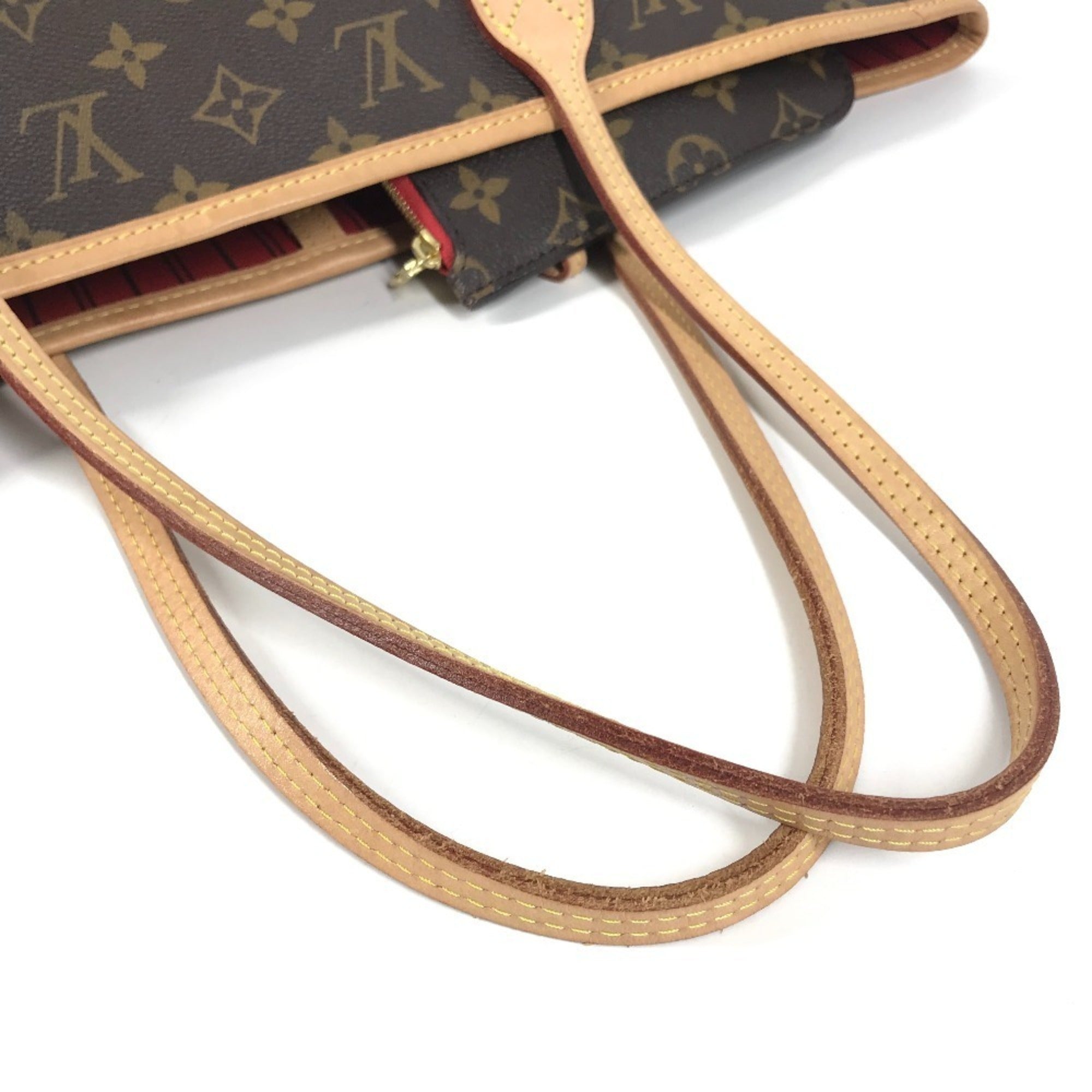 Louis Vuitton Brown Cerise Red Color Monogram Canvas Handbag Shoulder Bag Tote Bag (Pre-Owned)
