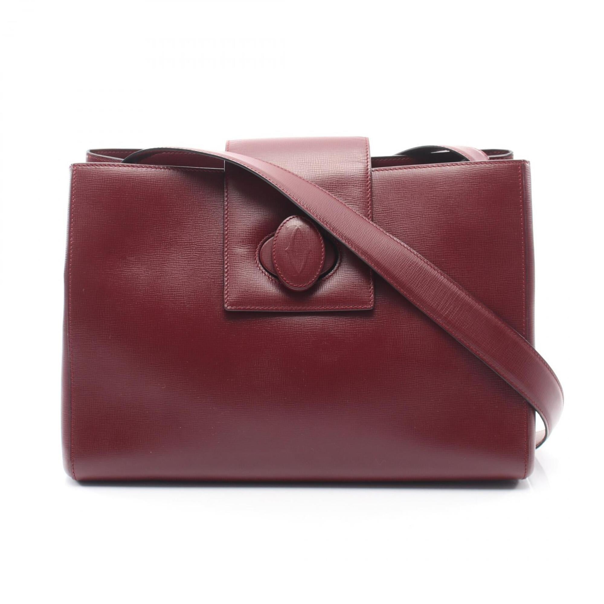 Cartier Bordeaux Leather Handbag Shoulder Bag (Pre-Owned)