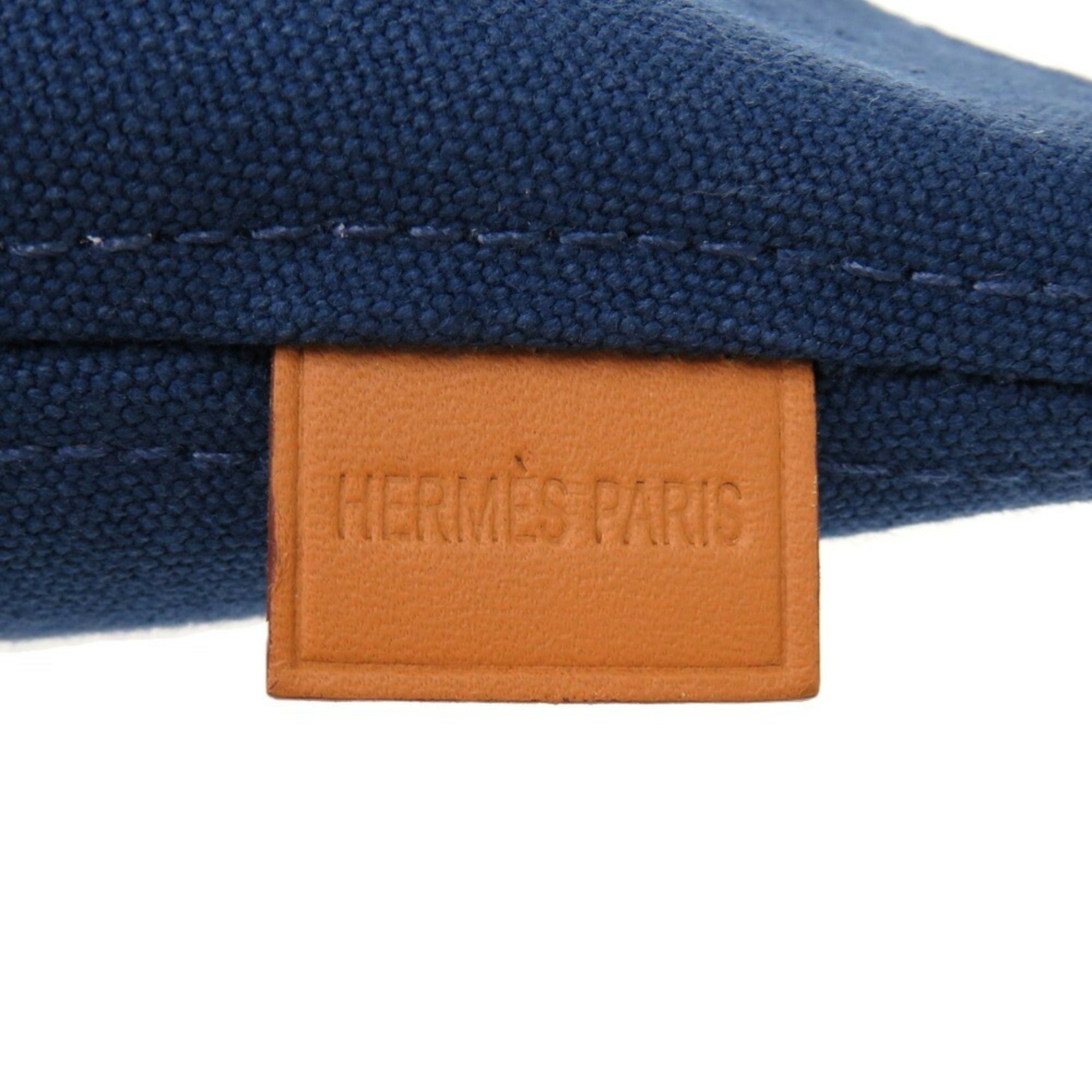 Hermes Black Indigo Blue Red Color Canvas Cotton Pouch (Pre-Owned)