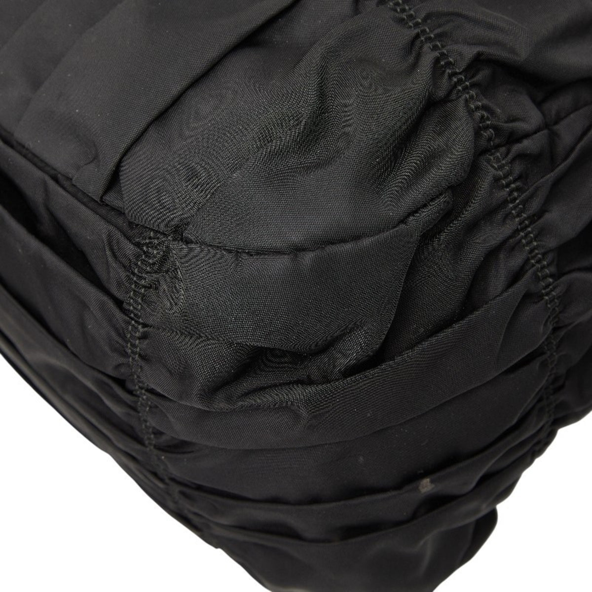 Prada Black Nylon Leather Shoulder Bag Tote Bag (Pre-Owned)