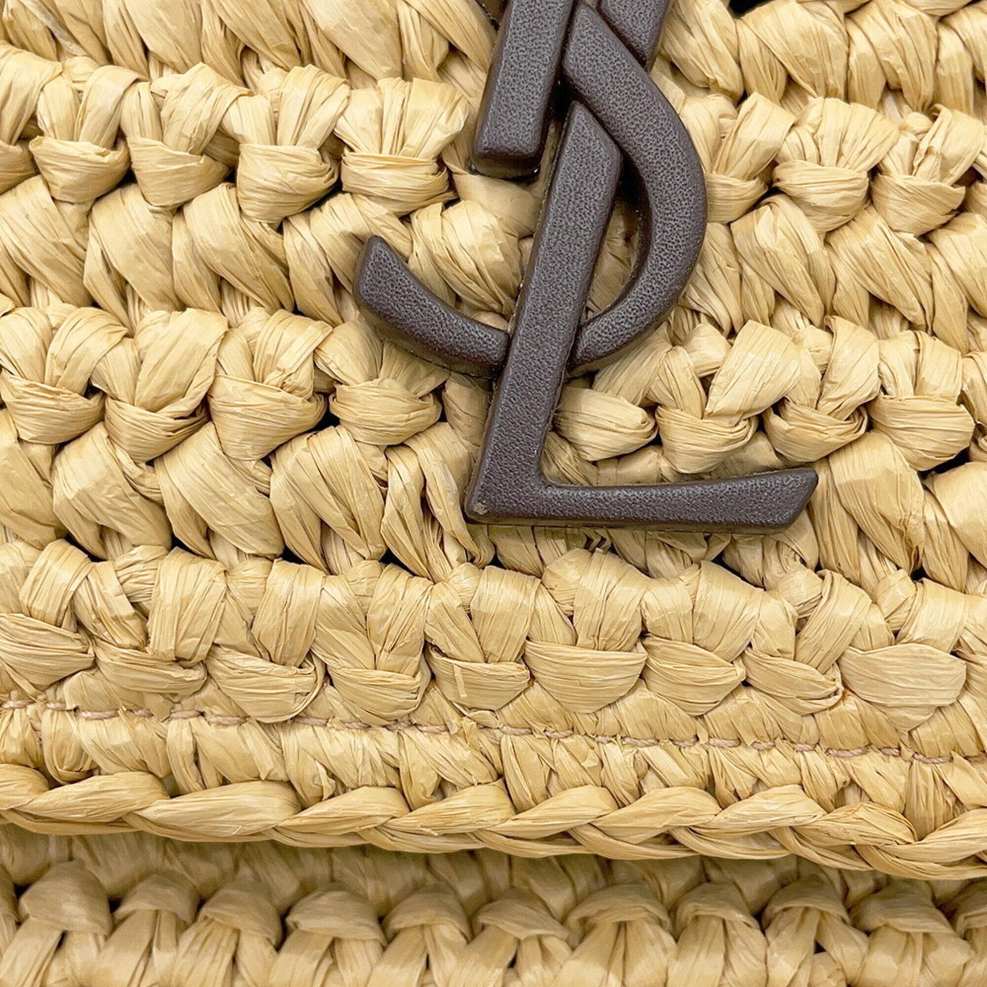 Yves Saint Laurent Brown Raffia Leather Handbag Shoulder Bag (Pre-Owned)