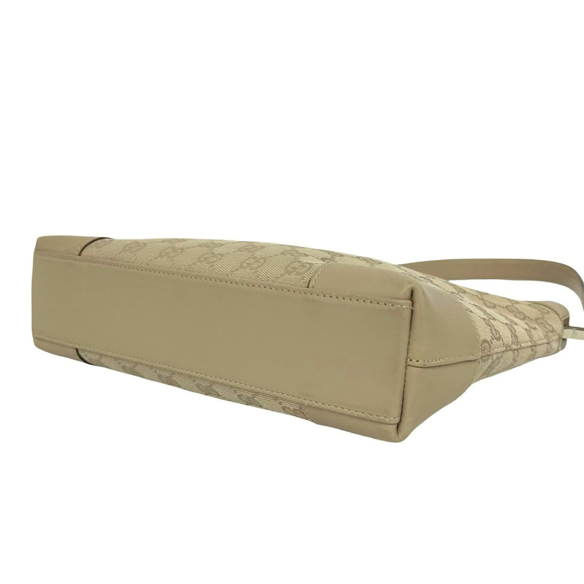 Gucci Beige Canvas Leather Handbag Shoulder Bag Tote Bag (Pre-Owned)