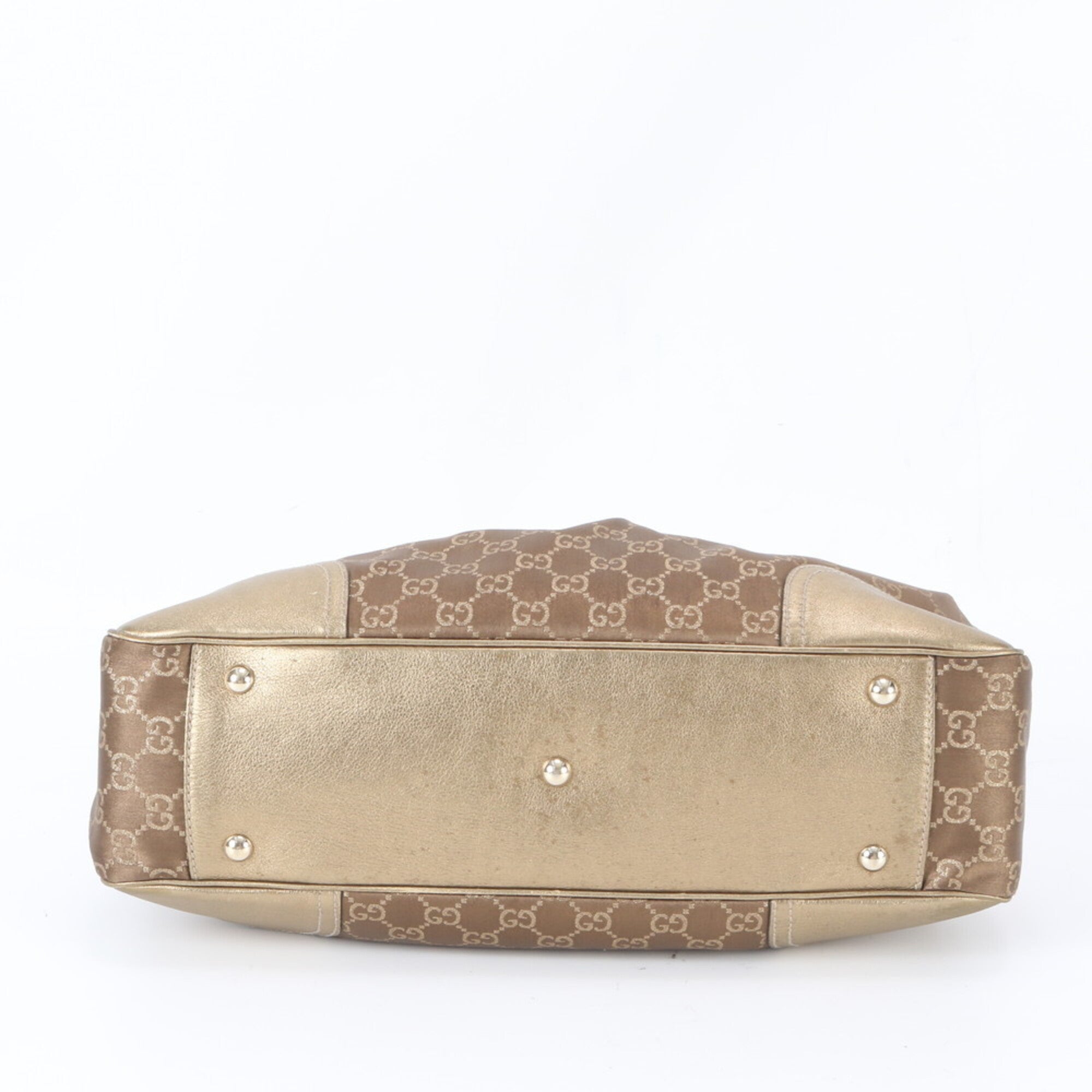 Gucci Brown Gold Leather Handbag Tote Bag (Pre-Owned)