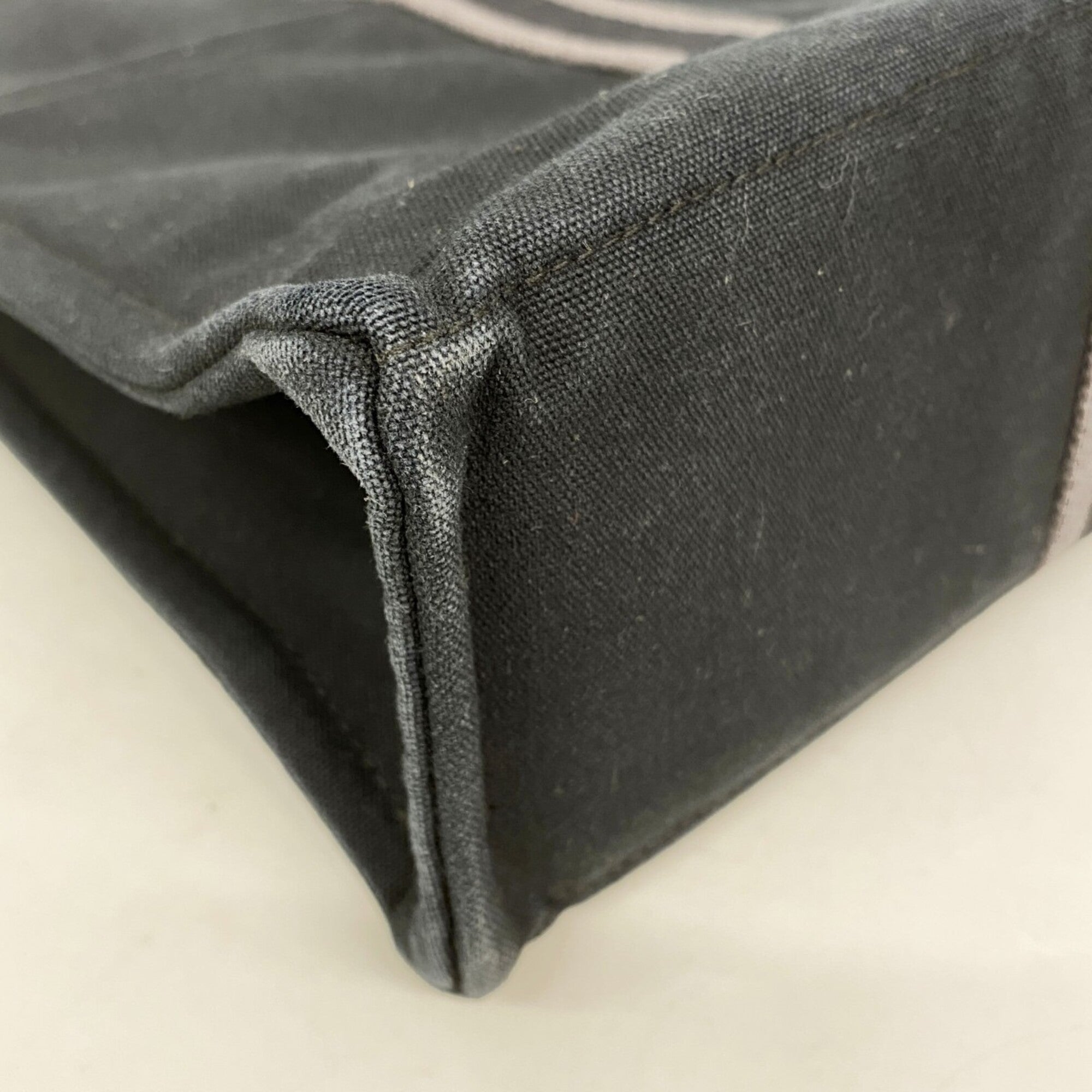 Hermes Black Gray Canvas Tote Bag (Pre-Owned)