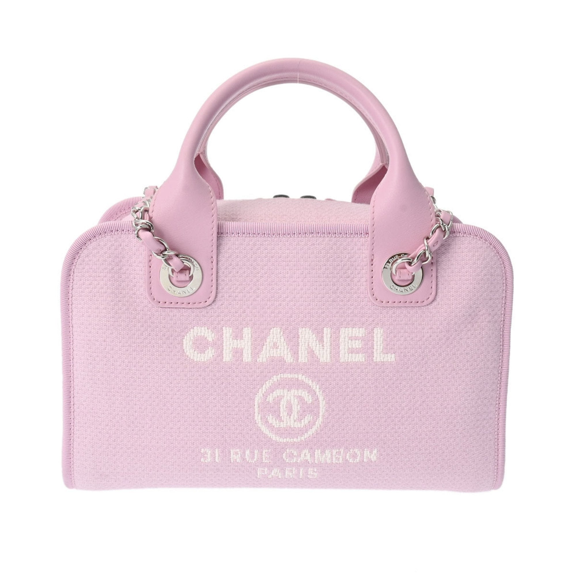 Chanel Pink Canvas Leather Shoulder Bag (Pre-Owned)