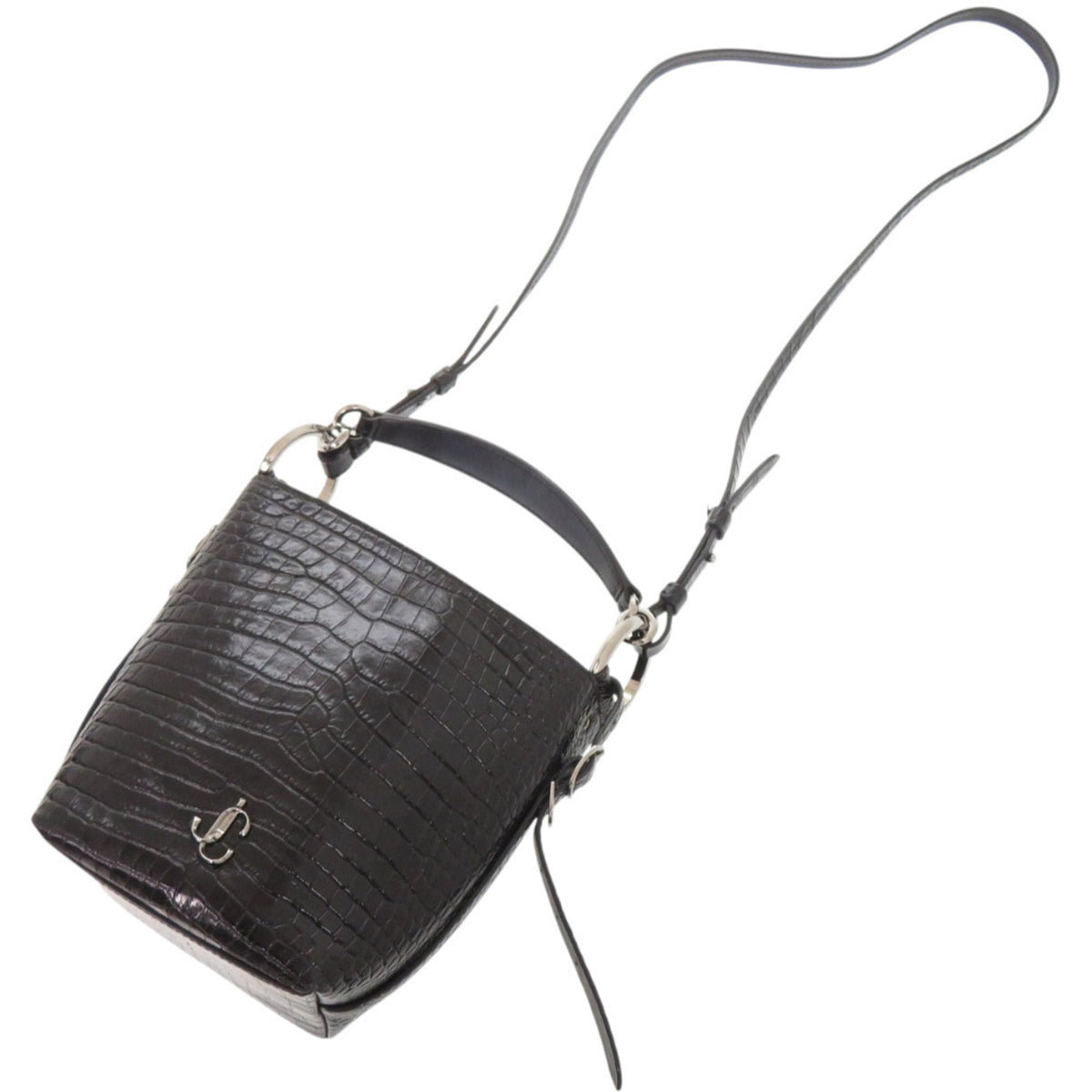 Jimmy Choo Black Leather Metal Handbag Shoulder Bag (Pre-Owned)