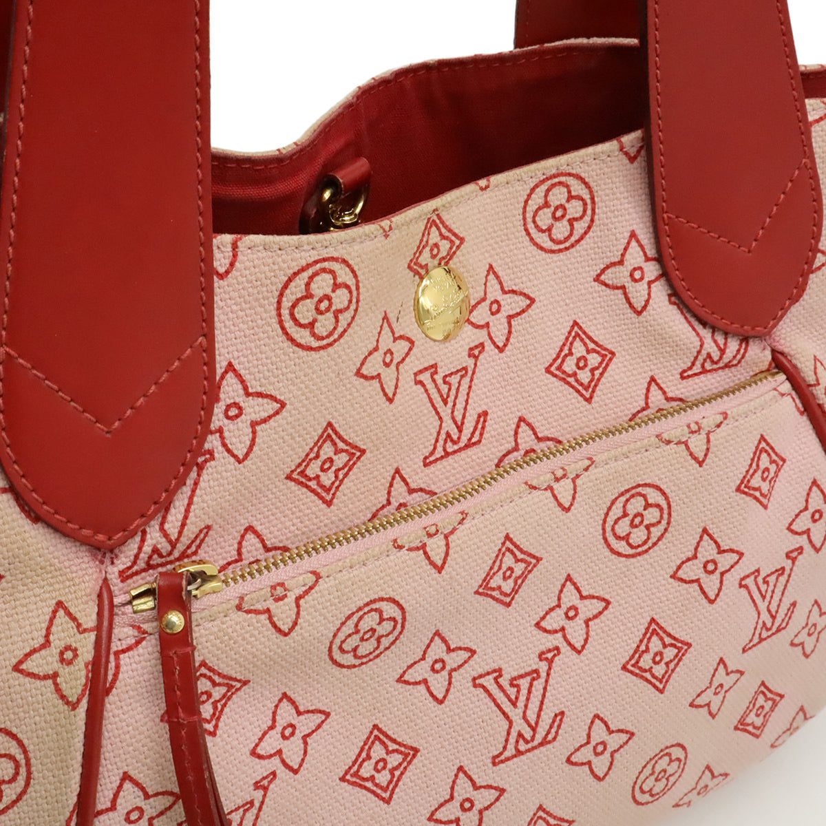 Louis Vuitton Rose Canvas Leather Shoulder Bag Tote Bag (Pre-Owned)