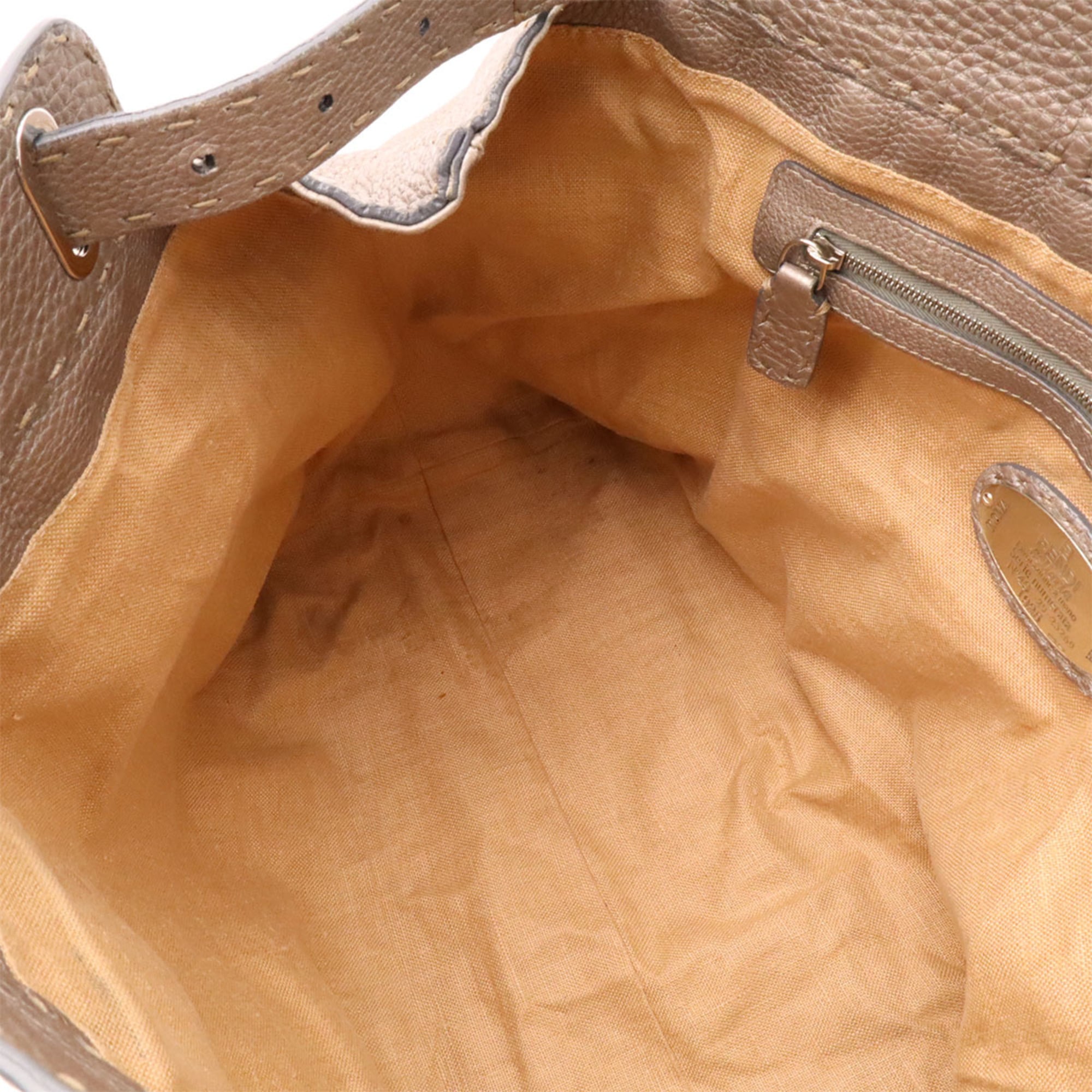 Fendi Selleria Grayish Leather Handbag (Pre-Owned)