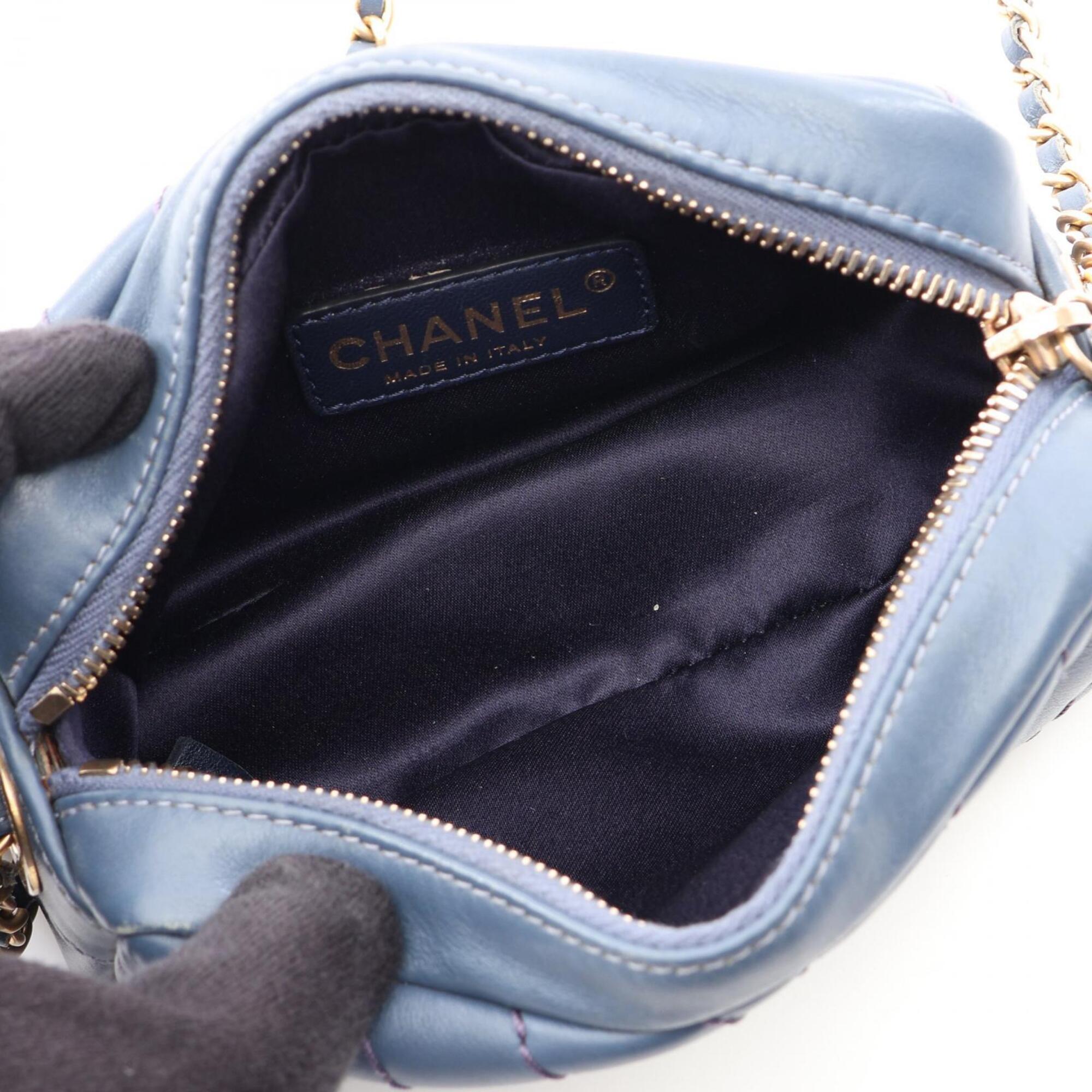 Chanel Blue Leather Handbag Shoulder Bag (Pre-Owned)
