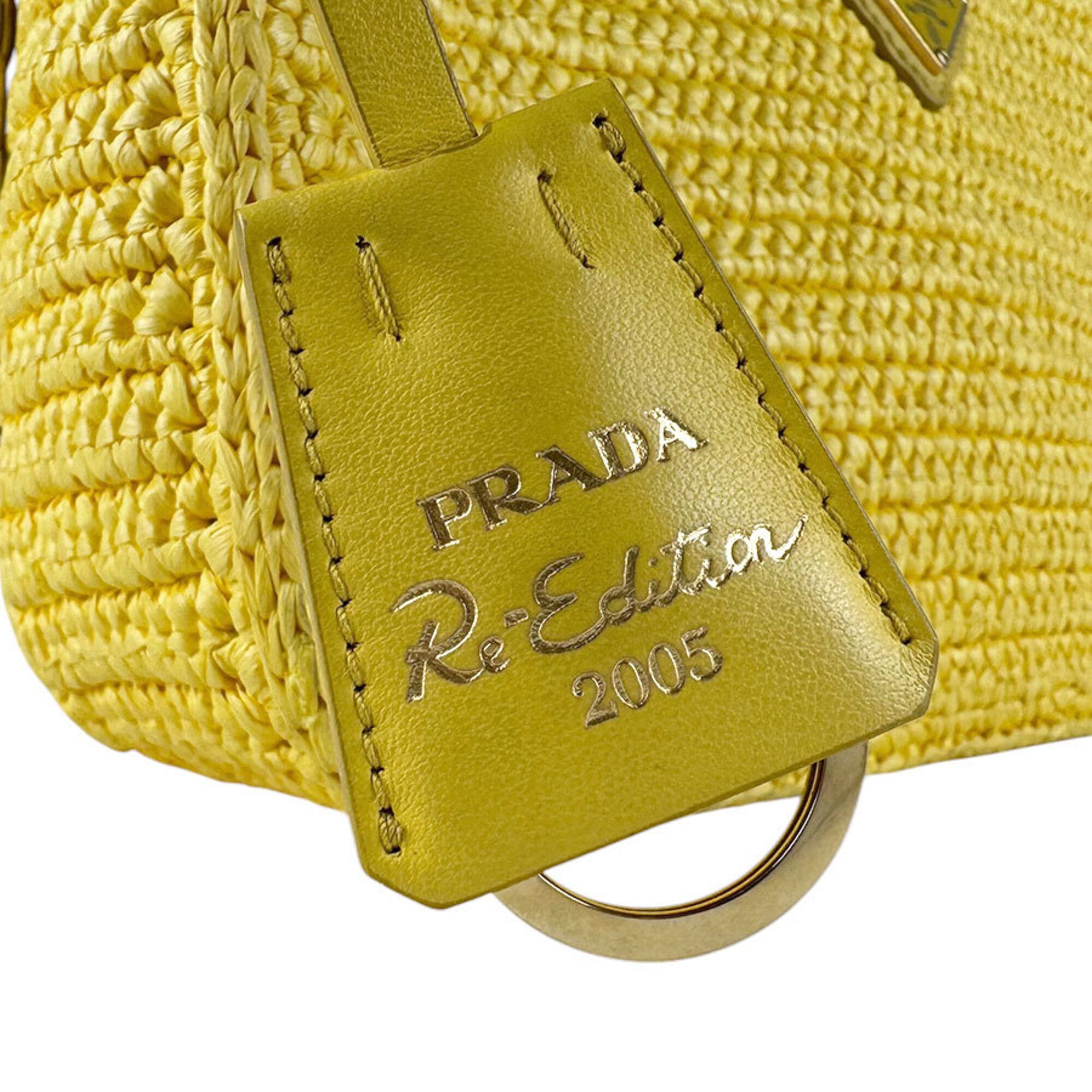 Prada Yellow Raffia Shoulder Bag (Pre-Owned)