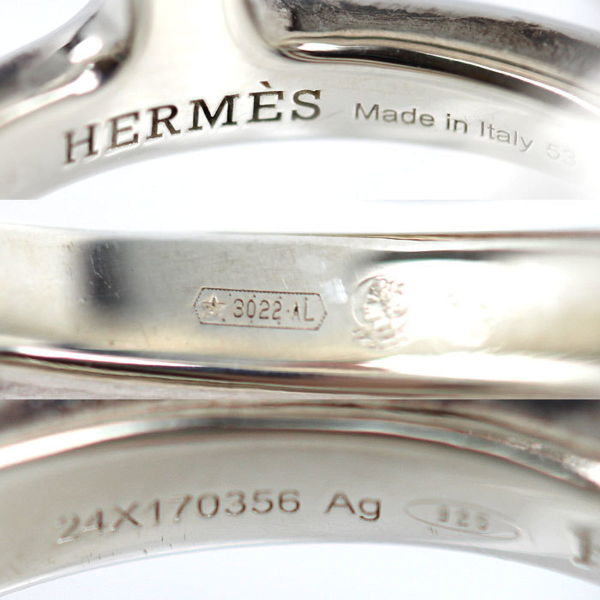 Hermes Silver 925 Band Ring (Pre-Owned)