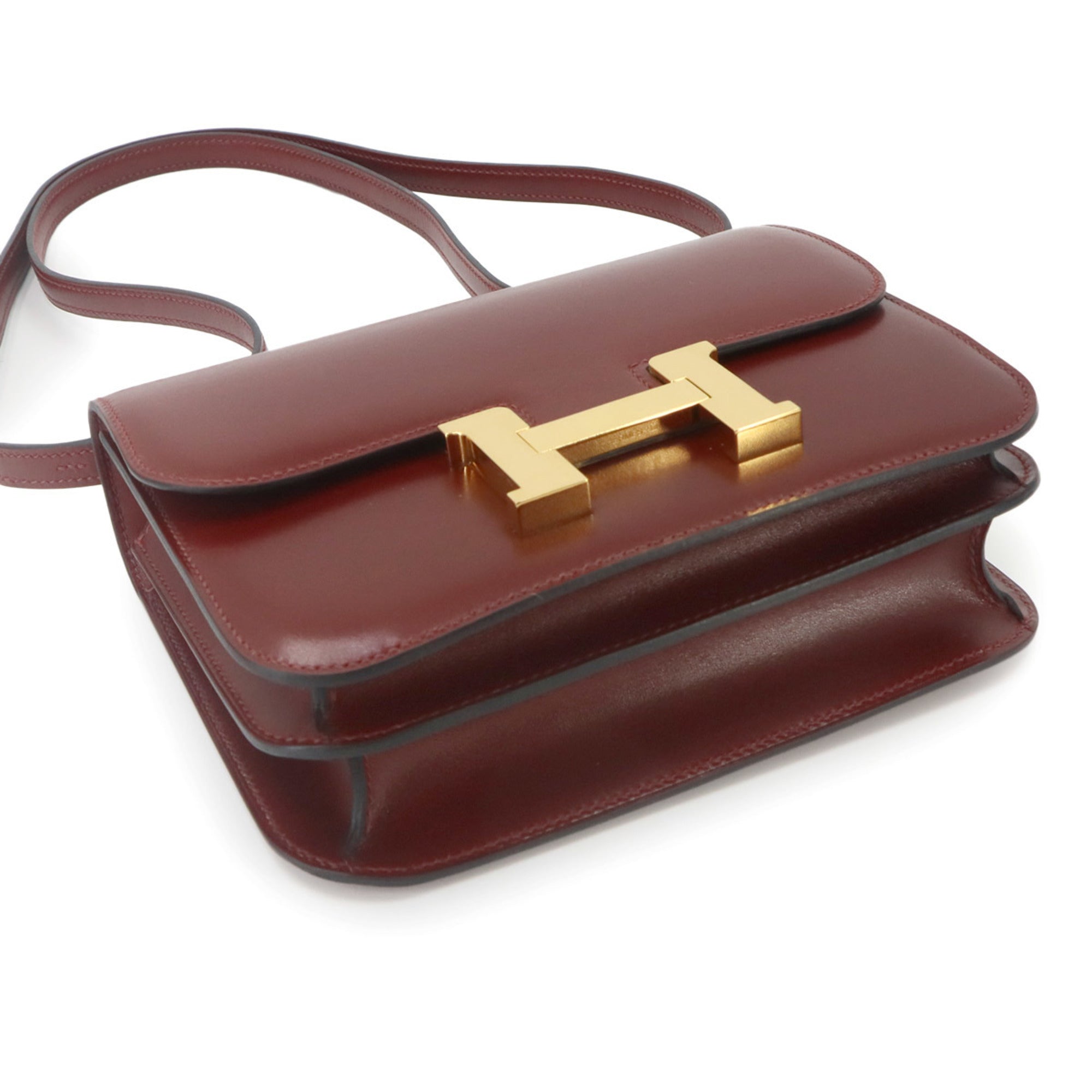 Hermes Constance Rouge H Box Calf Leather Handbag Shoulder Bag (Pre-Owned)