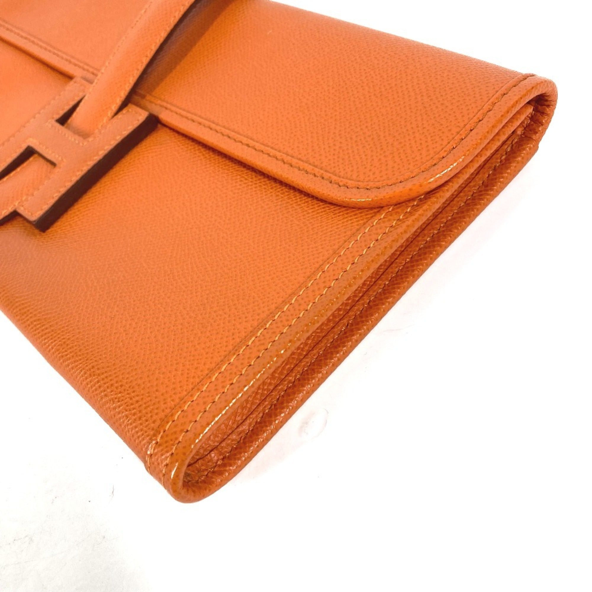 Hermes Jige Orange Epsom Leather Clutch Bag (Pre-Owned)