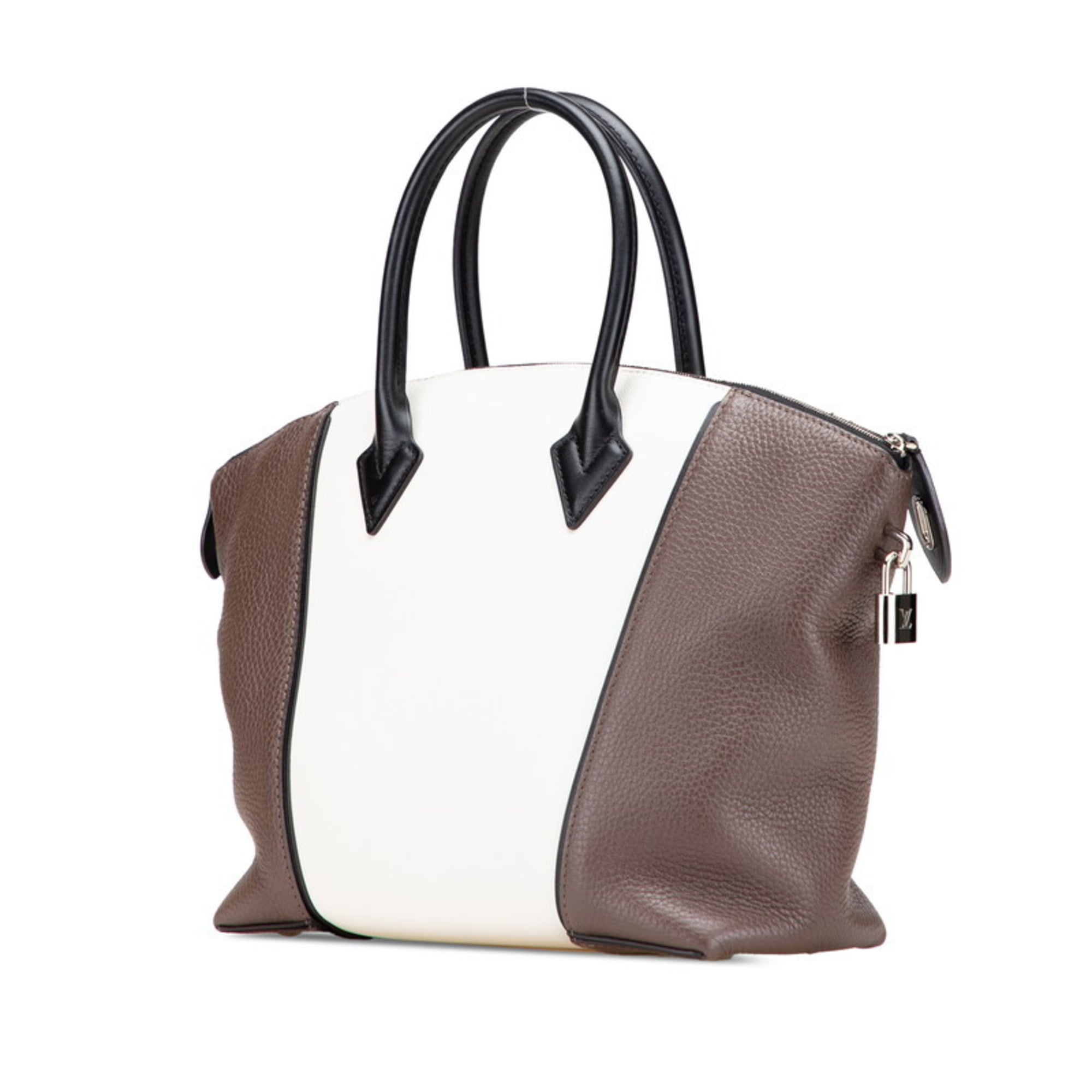 Louis Vuitton Dark Brown Off-White Leather Handbag (Pre-Owned)