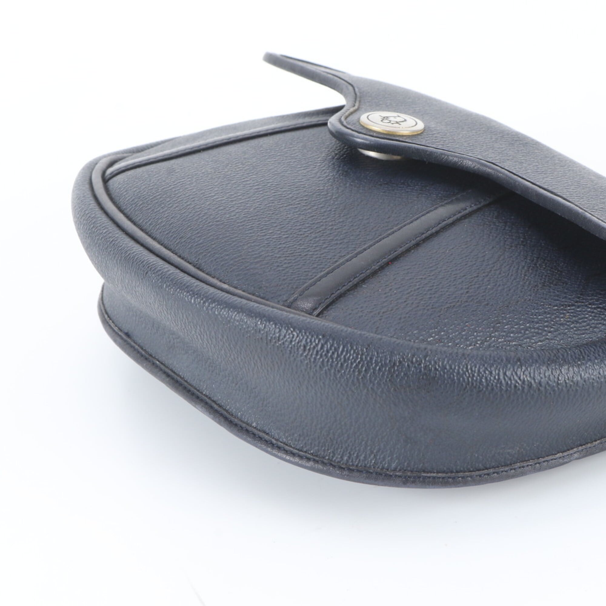 Christian Dior Navy Leather Handbag Shoulder Bag Tote Bag (Pre-Owned)