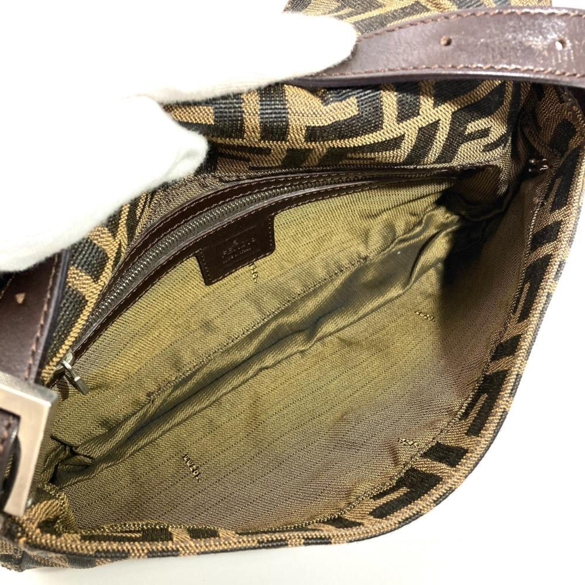 Fendi Brown Canvas Leather Shoulder Bag (Pre-Owned)