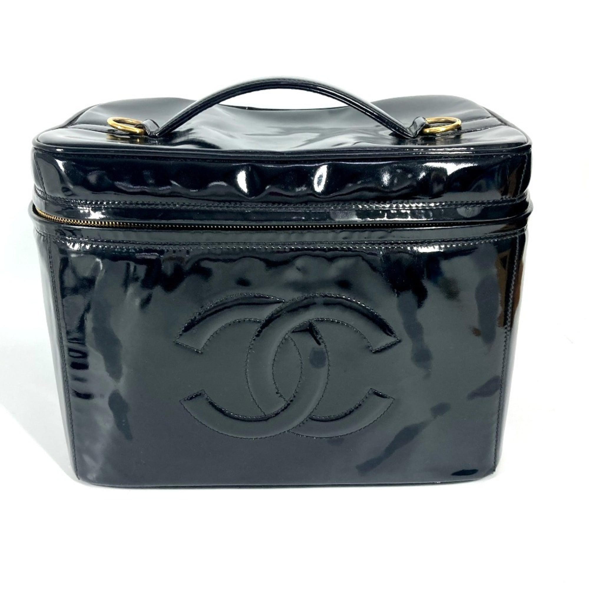 Chanel Black Patent Leather Handbag Shoulder Bag Vanity Bag (Pre-Owned)