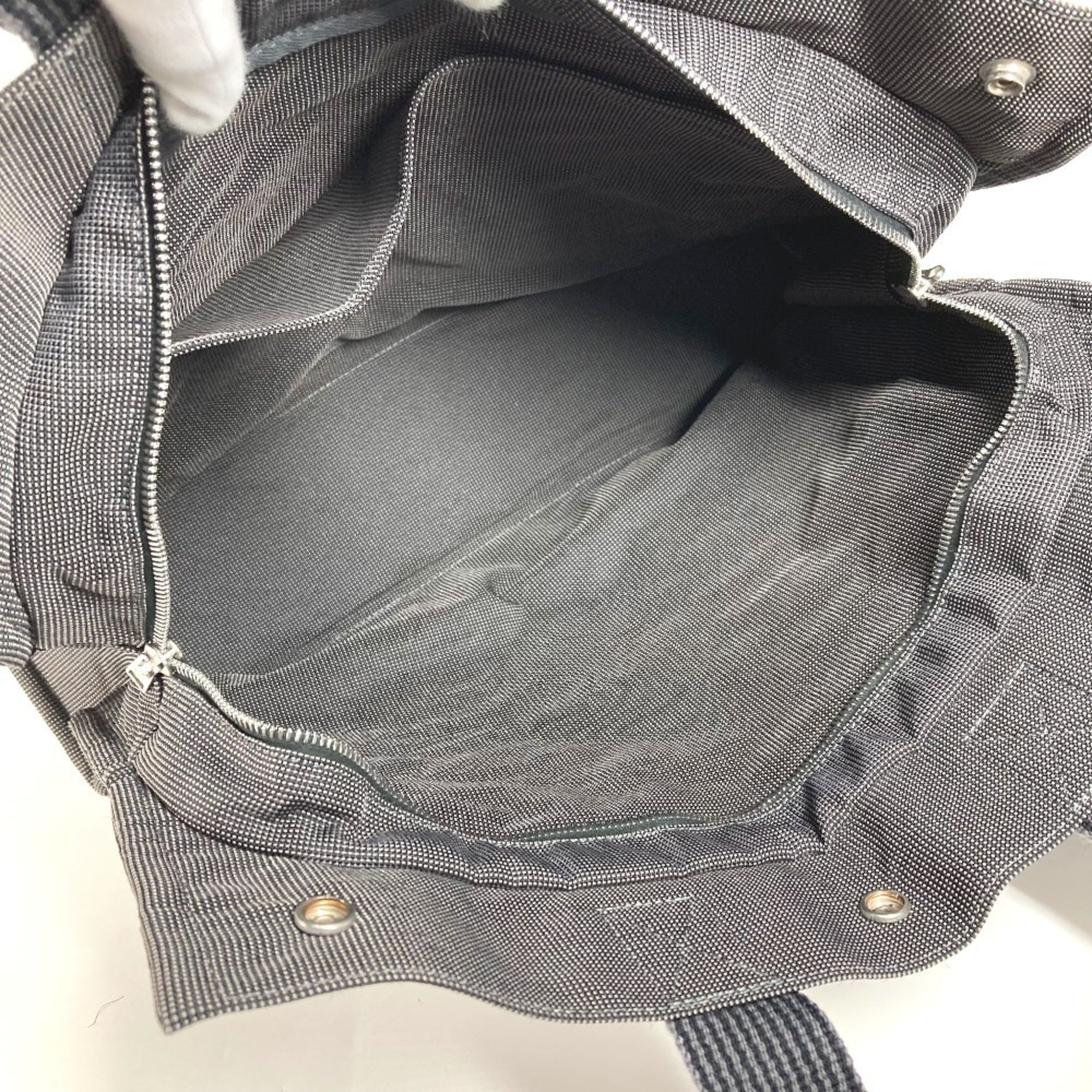 Hermes Her Line Gray Canvas Handbag Tote Bag (Pre-Owned)