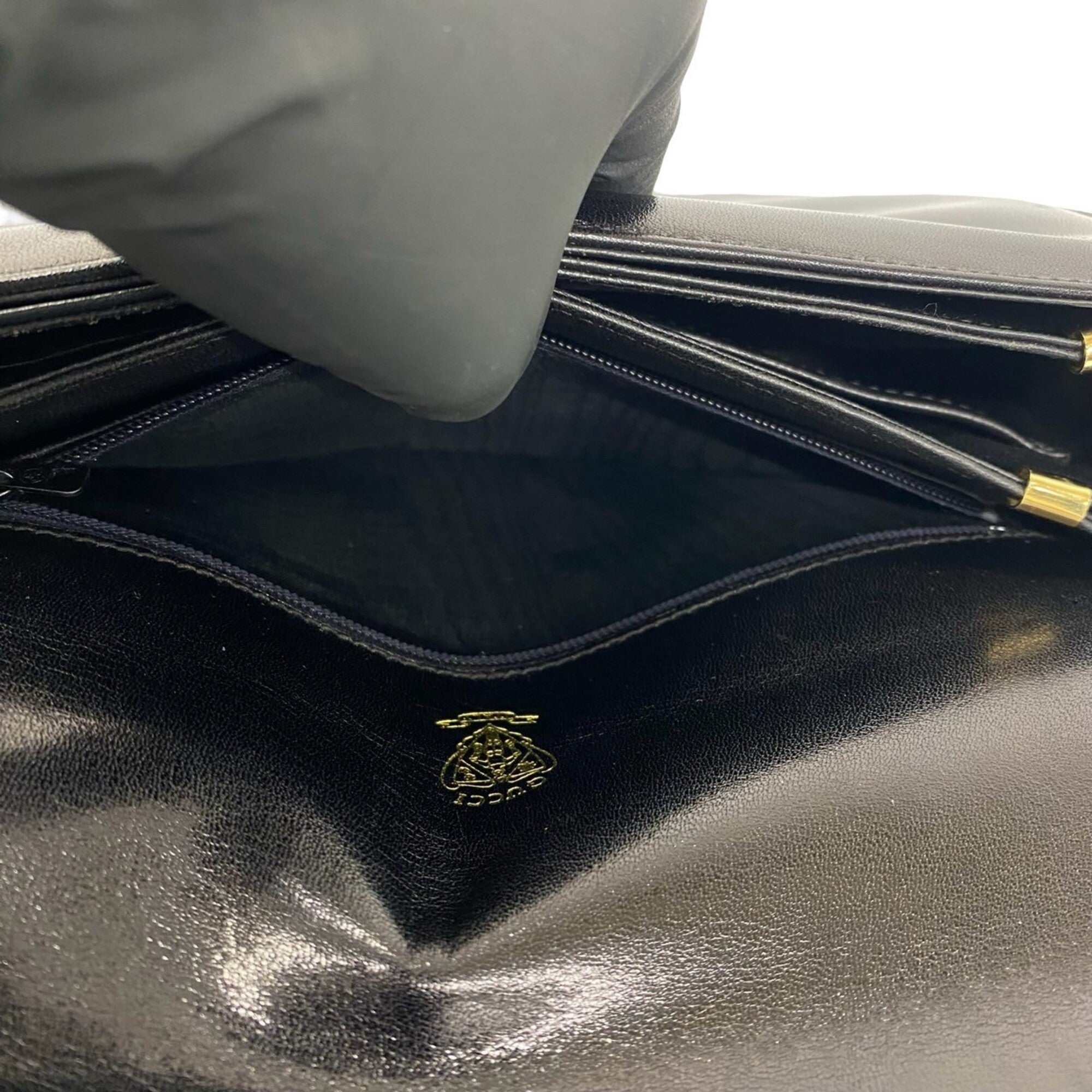 Gucci Black Leather Pochette Shoulder Bag (Pre-Owned)